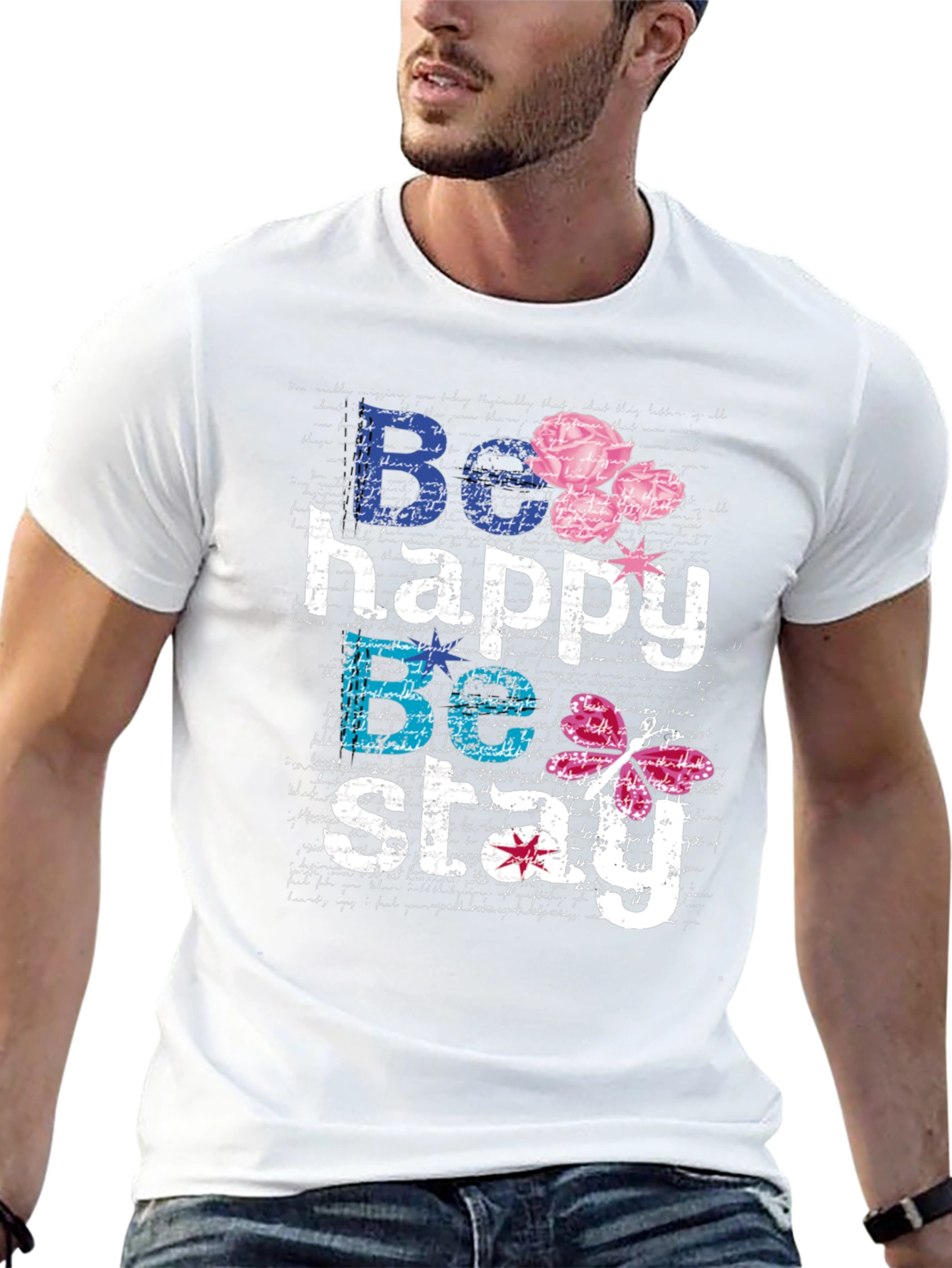 Be Happy Be Stay Black Graphic T-Shirt