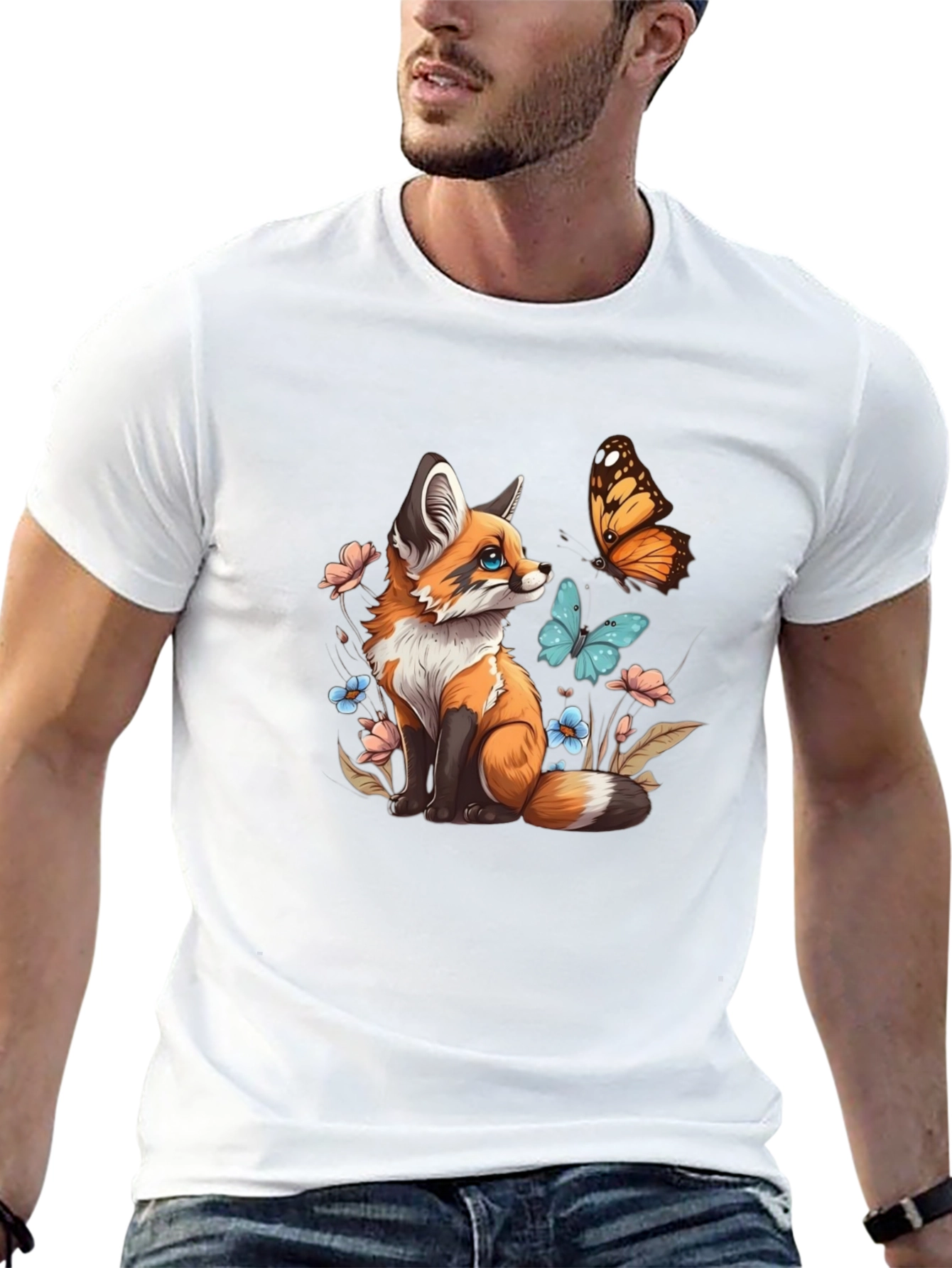 Fox and Butterfly Graphic Tee
