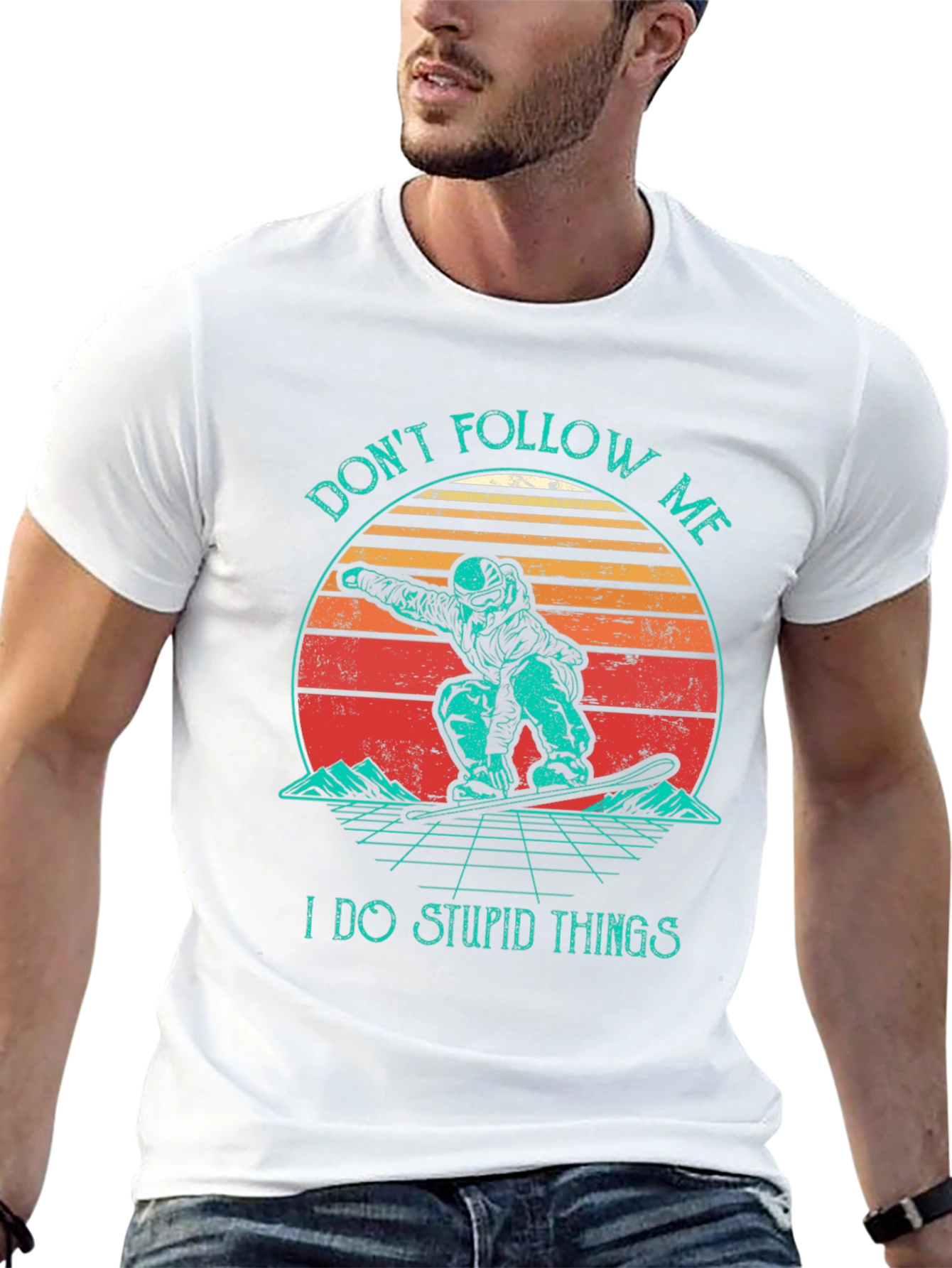 Dont Follow Me T-Shirt Retro Snowboarder Tee
