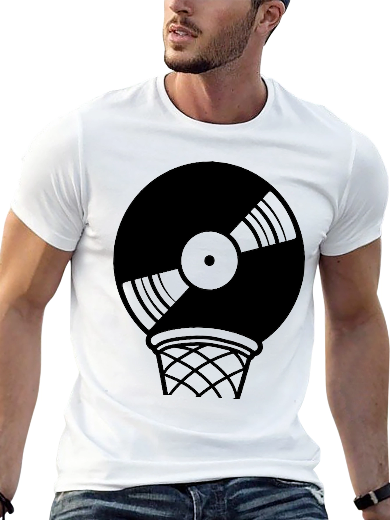 Vinyl Record Basketball Hoop Graphic Tee
