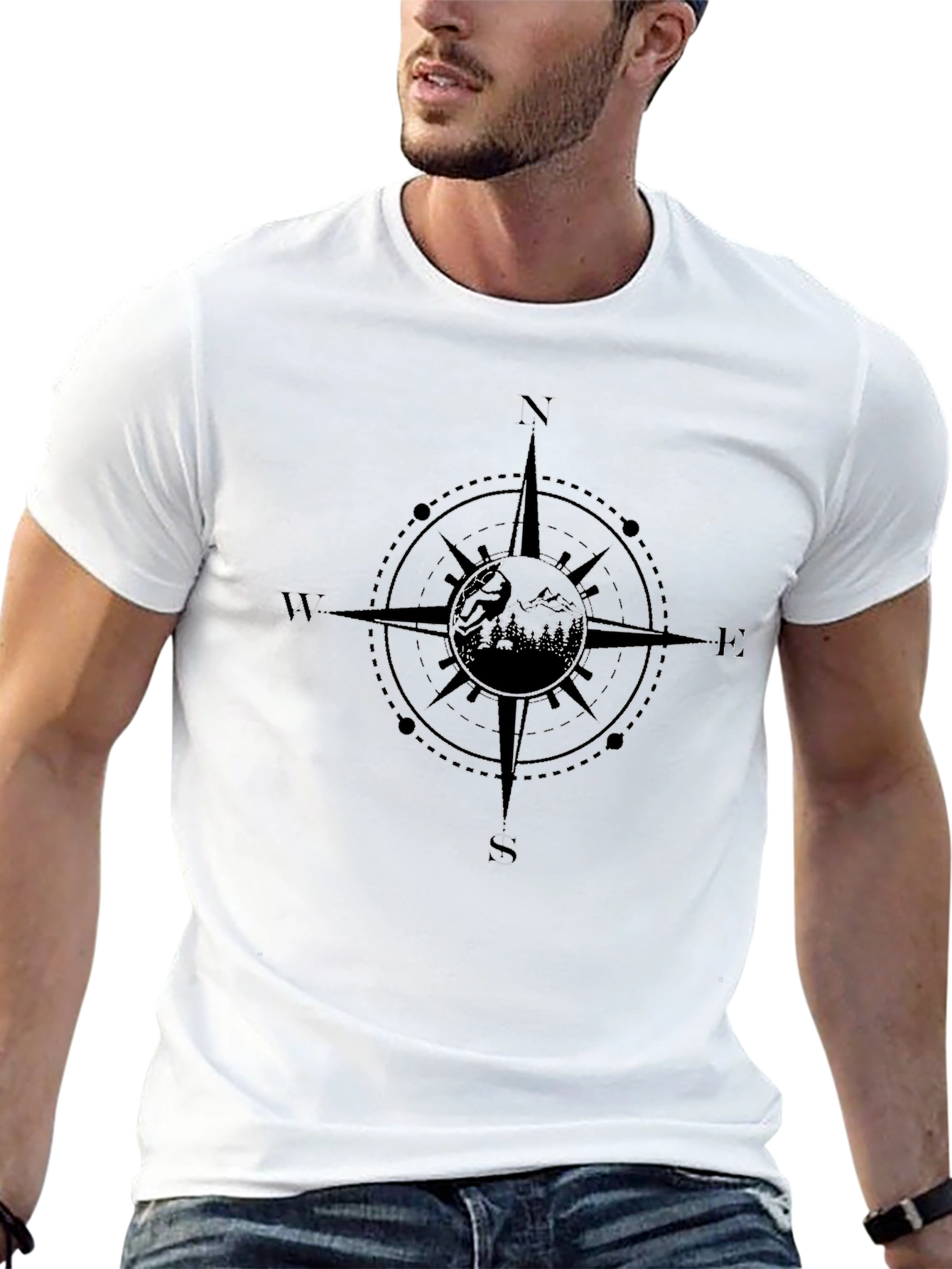 Compass Graphic Black T-Shirt - Wanderlust Adventure Tee