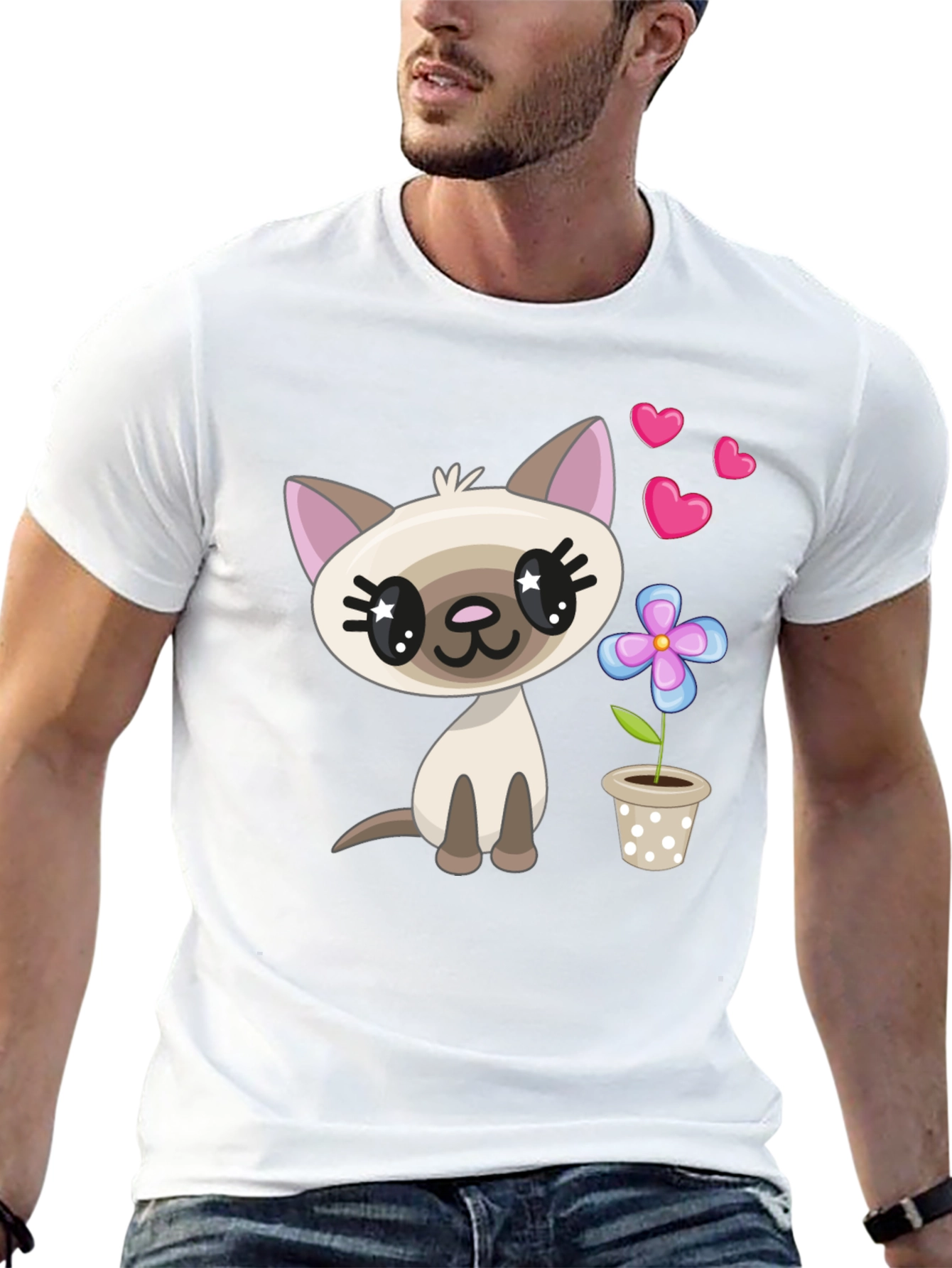 Cute Cartoon Cat T-Shirt - Stylish Graphic Tee