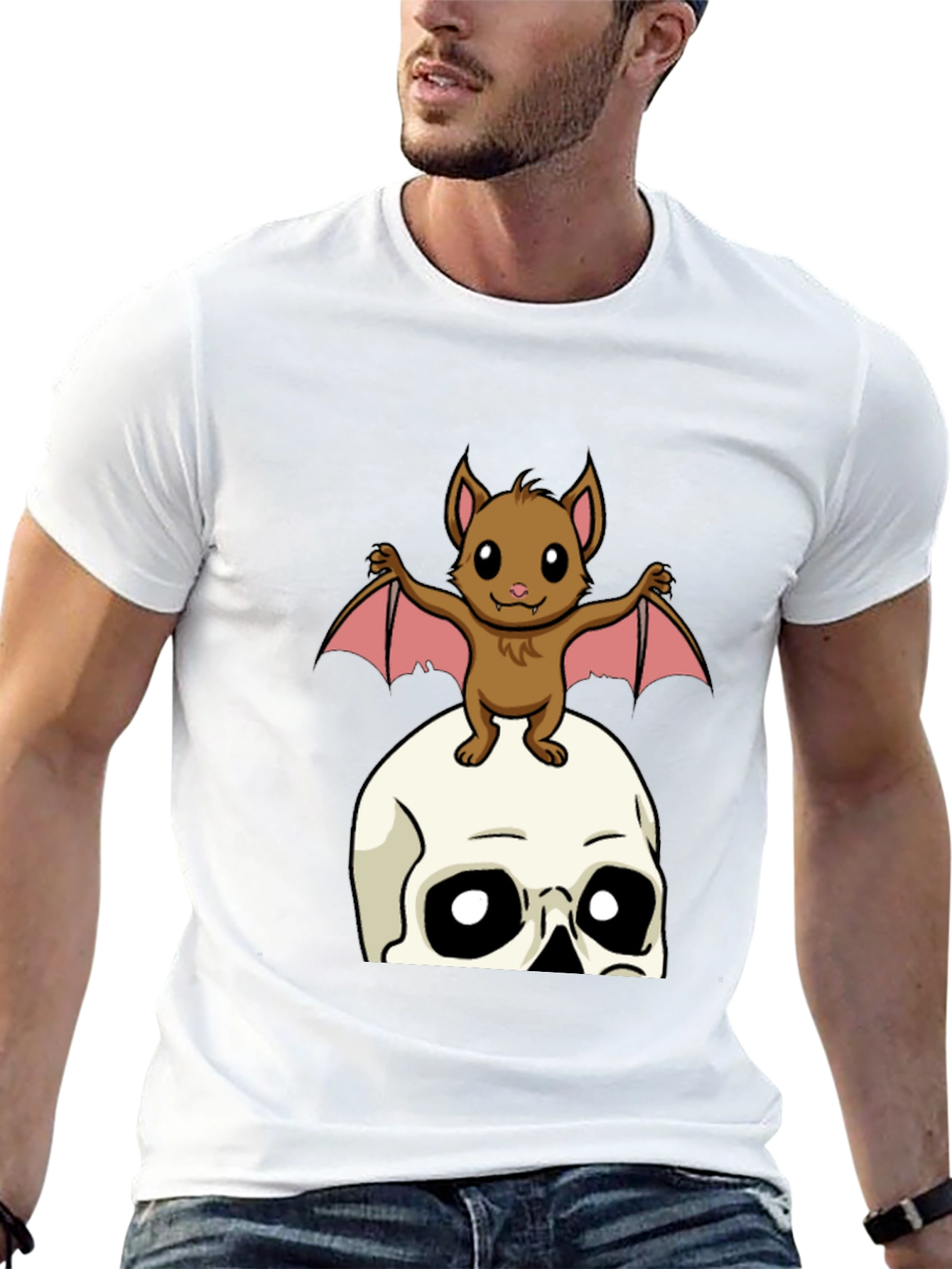 Skull and Bat Graphic T-Shirt