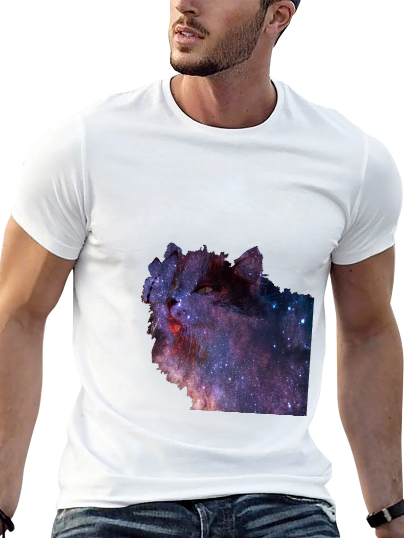 Cosmic Cat T-Shirt - Galaxy Print