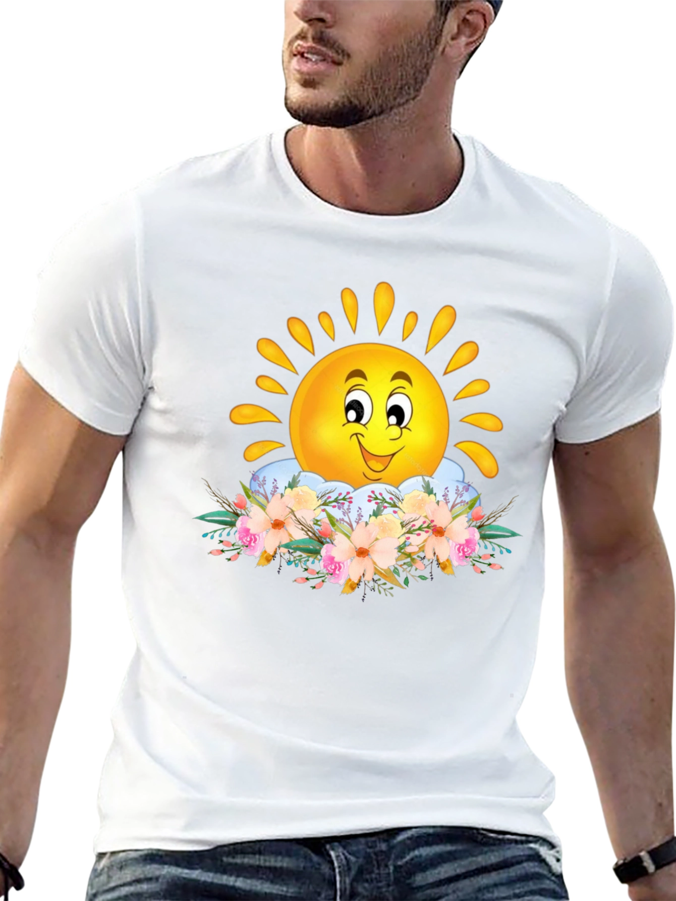 Sunny Floral Graphic Tee - Black