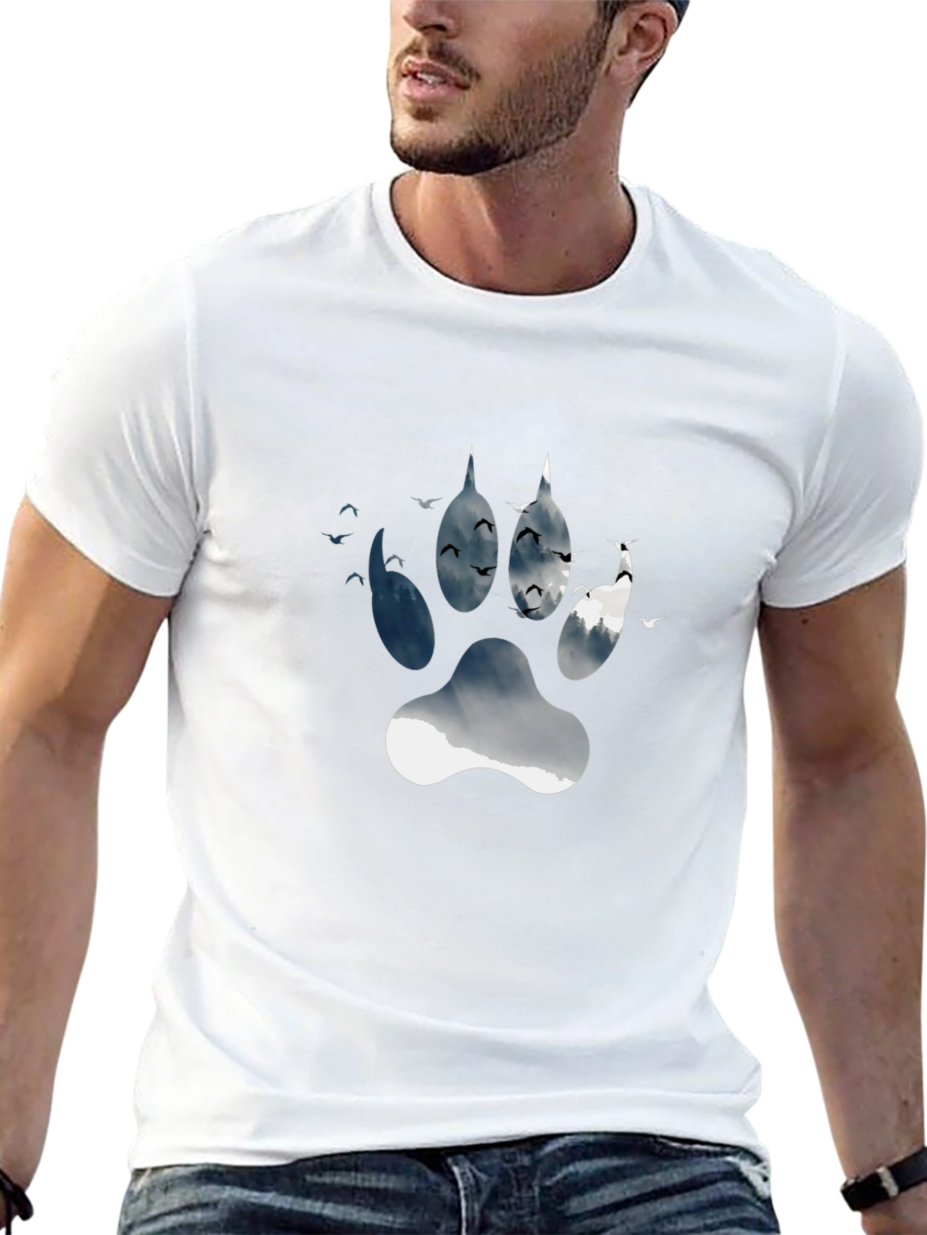 Wolf Paw Print Graphic Tee - Nature Inspired Design