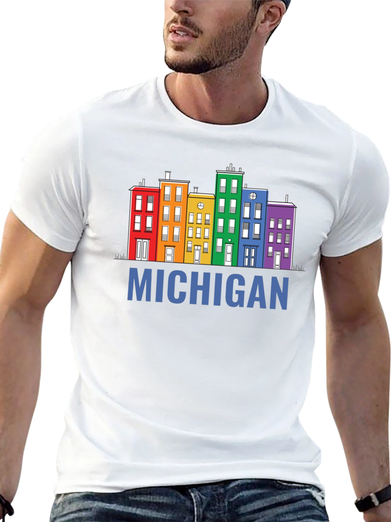 Michigan Pride Rainbow Buildings T-Shirt