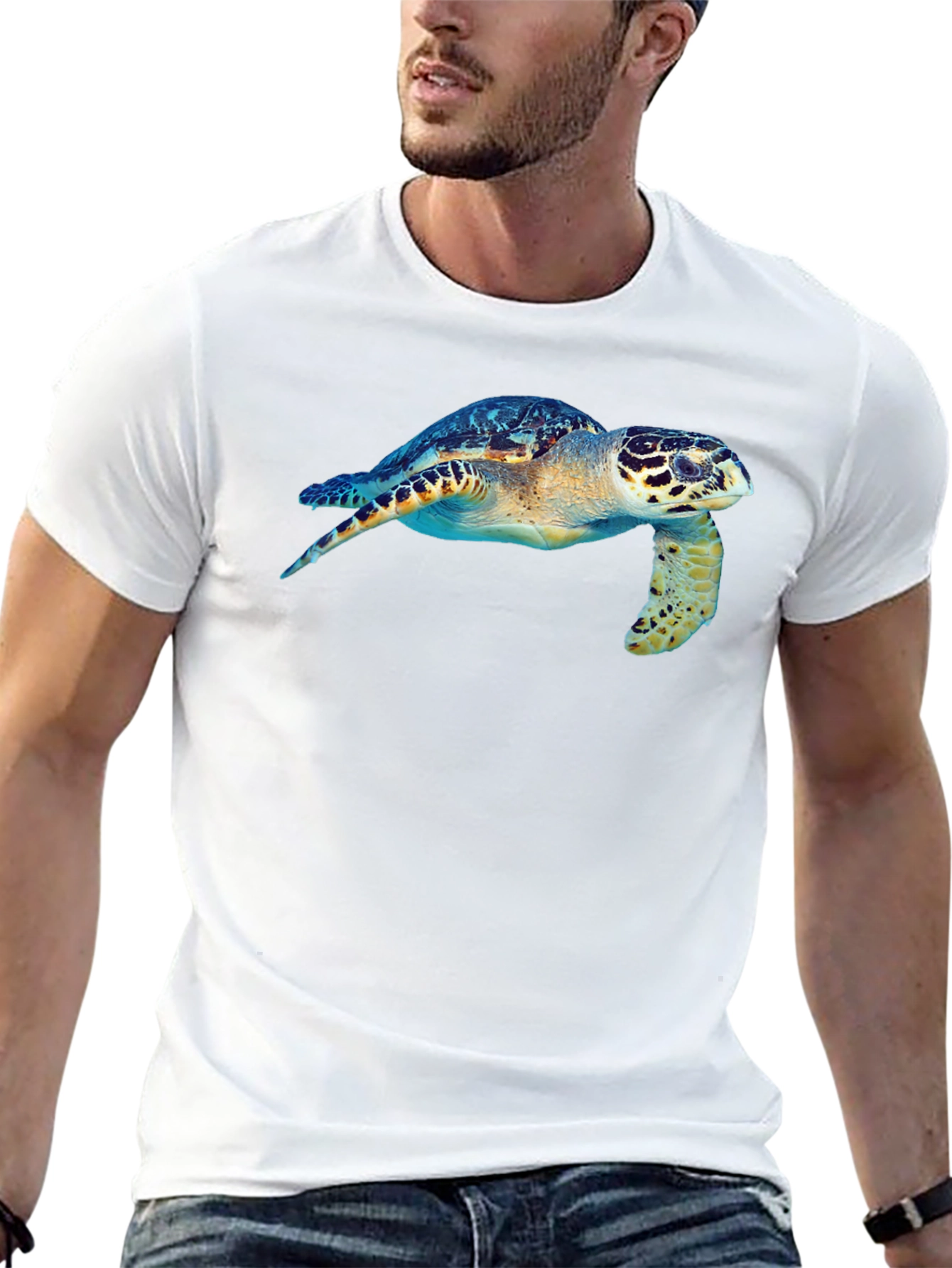 Sea Turtle Graphic Tee - Black Cotton T-Shirt