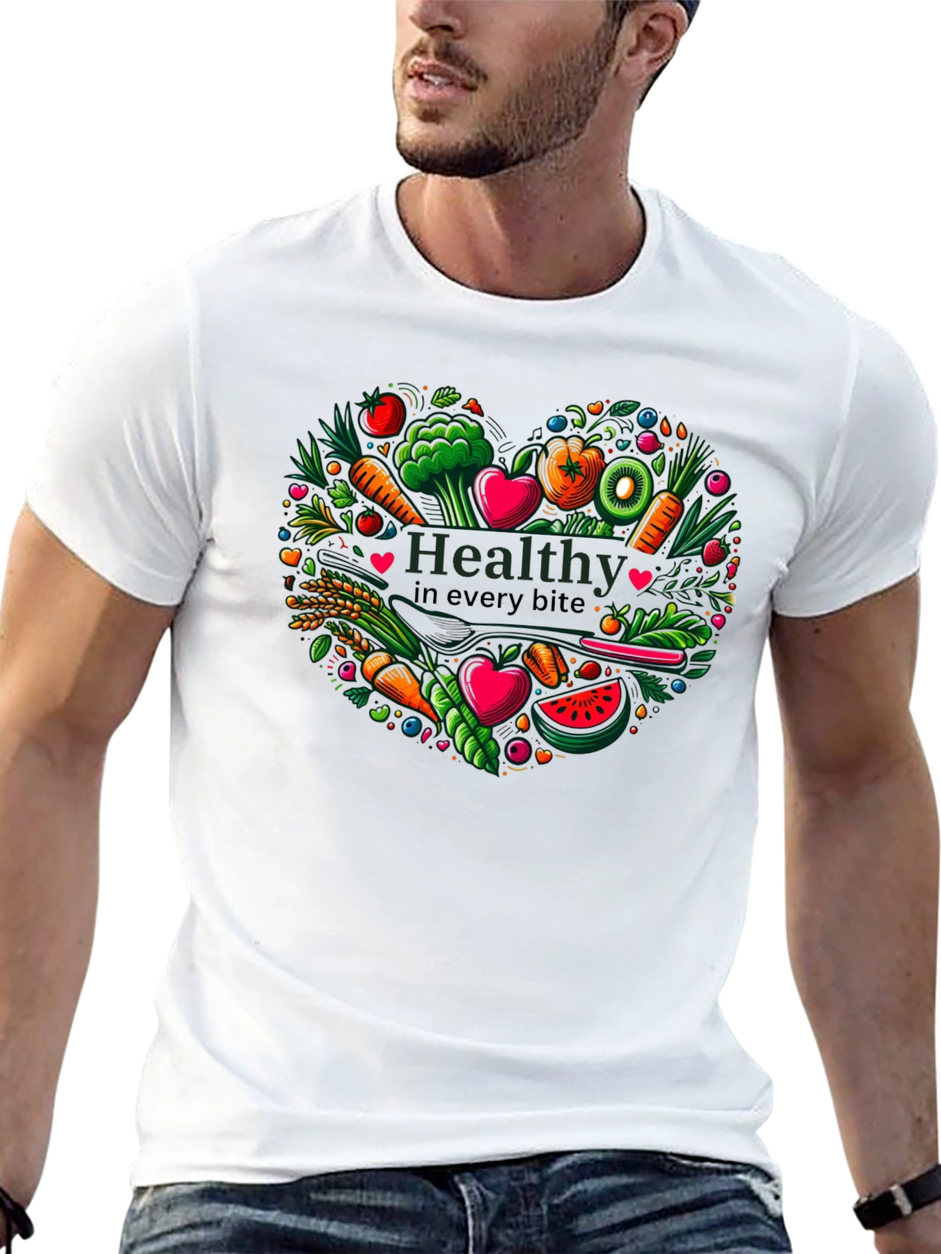 Healthy Bites Heart Graphic T-Shirt