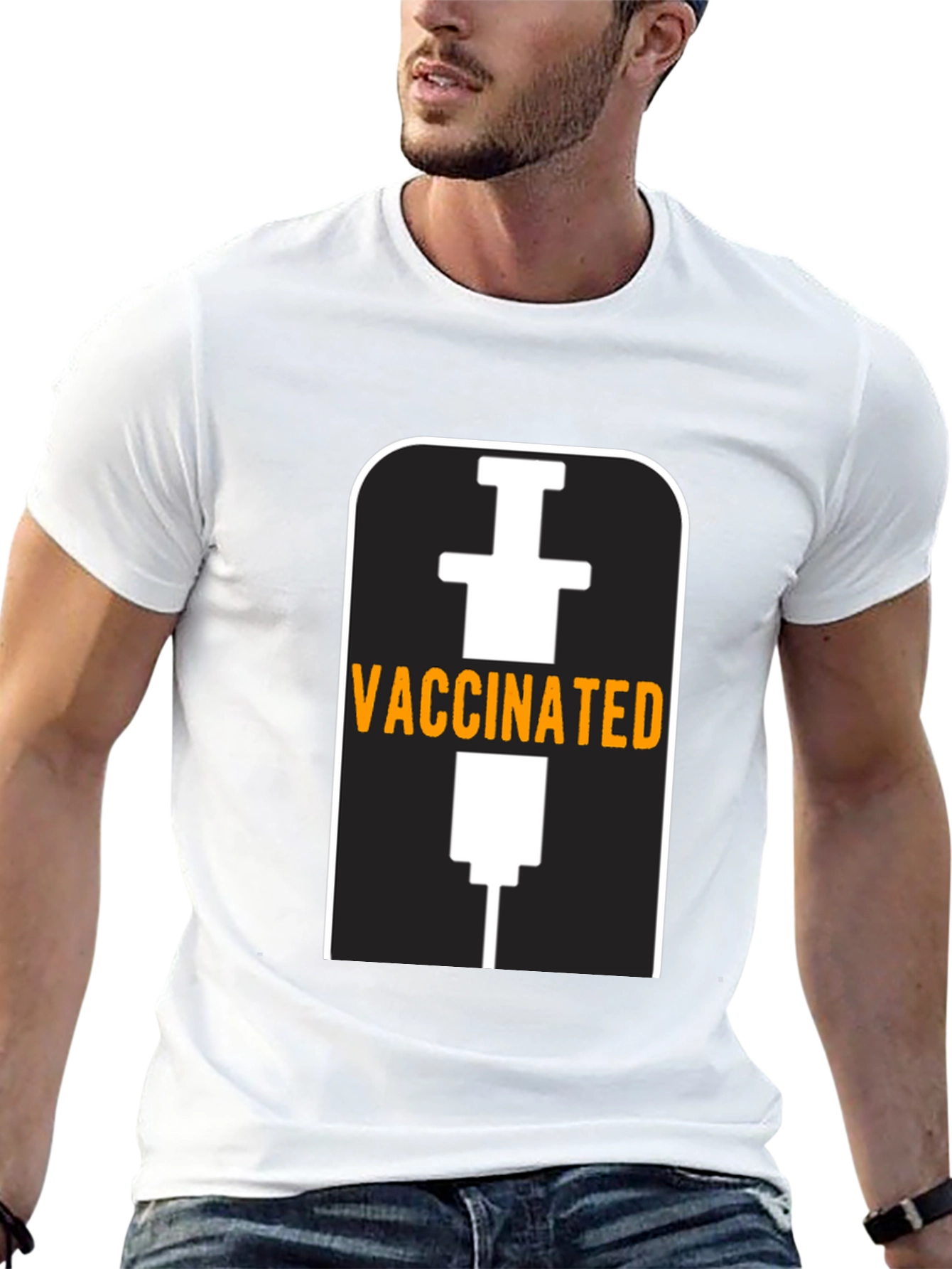 Vaccinated T-Shirt - Black - Novelty Design