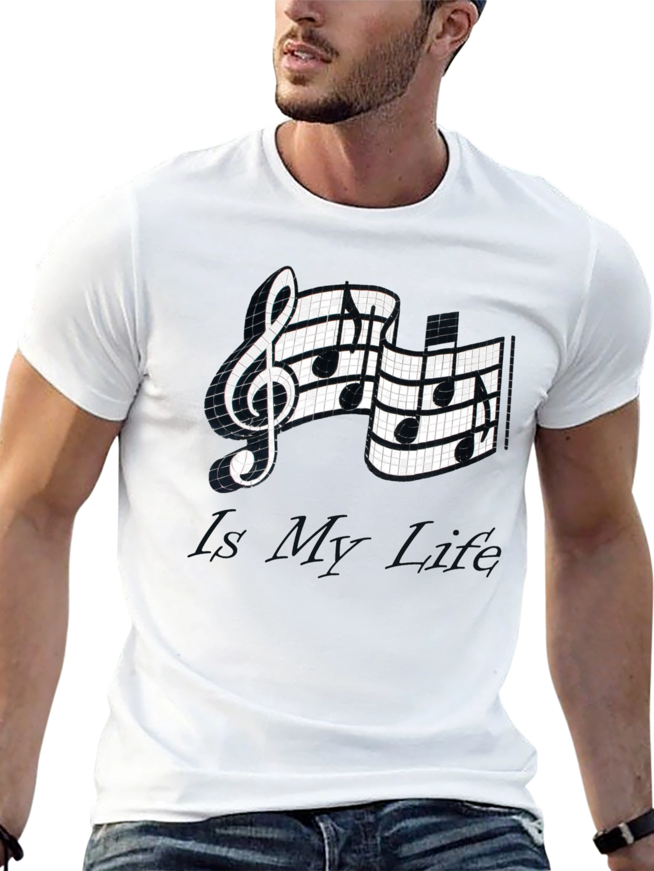 Musical Note Graphic Tee - Stylish Black T-Shirt