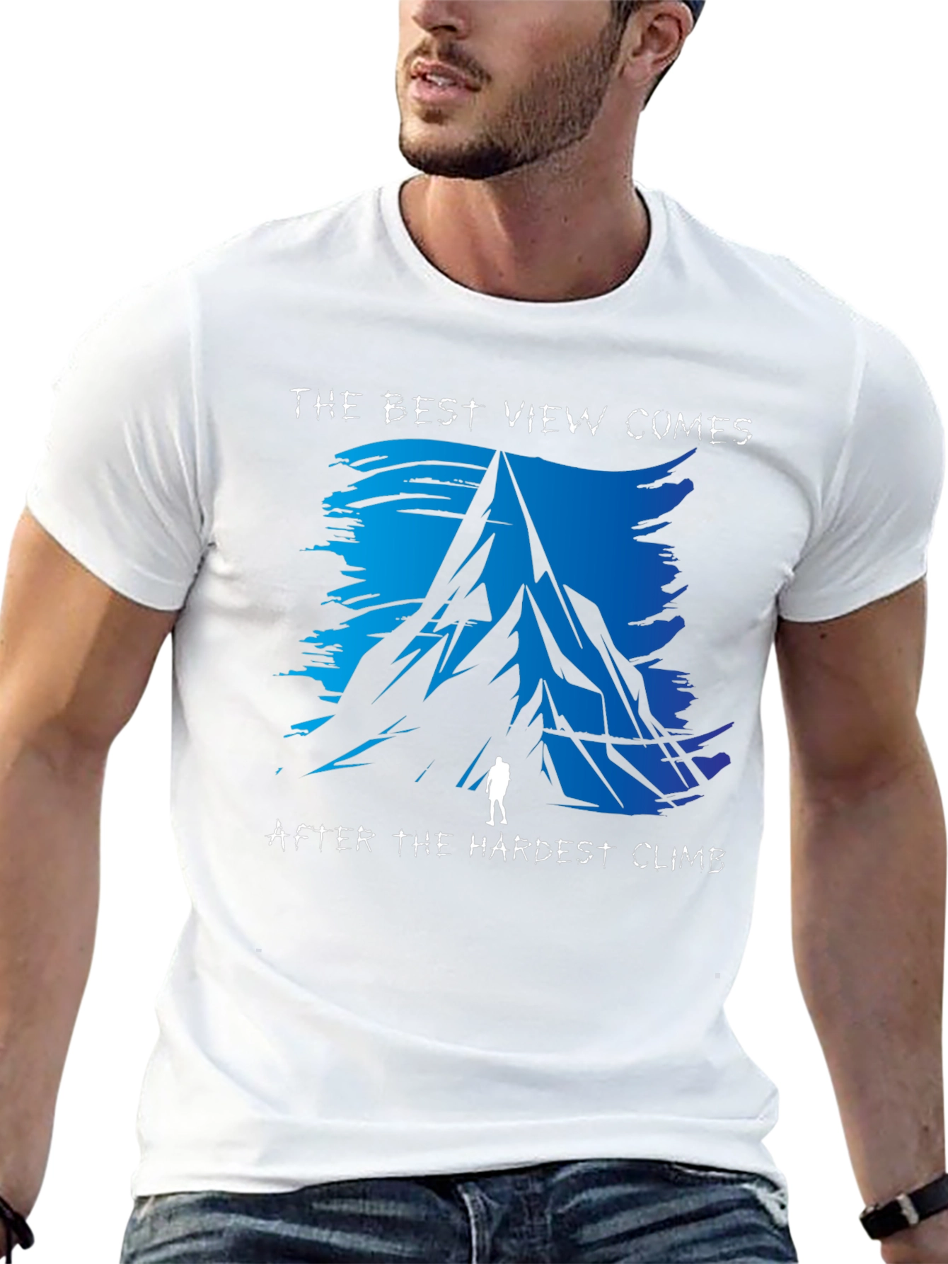 Climbing Mountain Graphic T-Shirt - Best View Hardest Climb