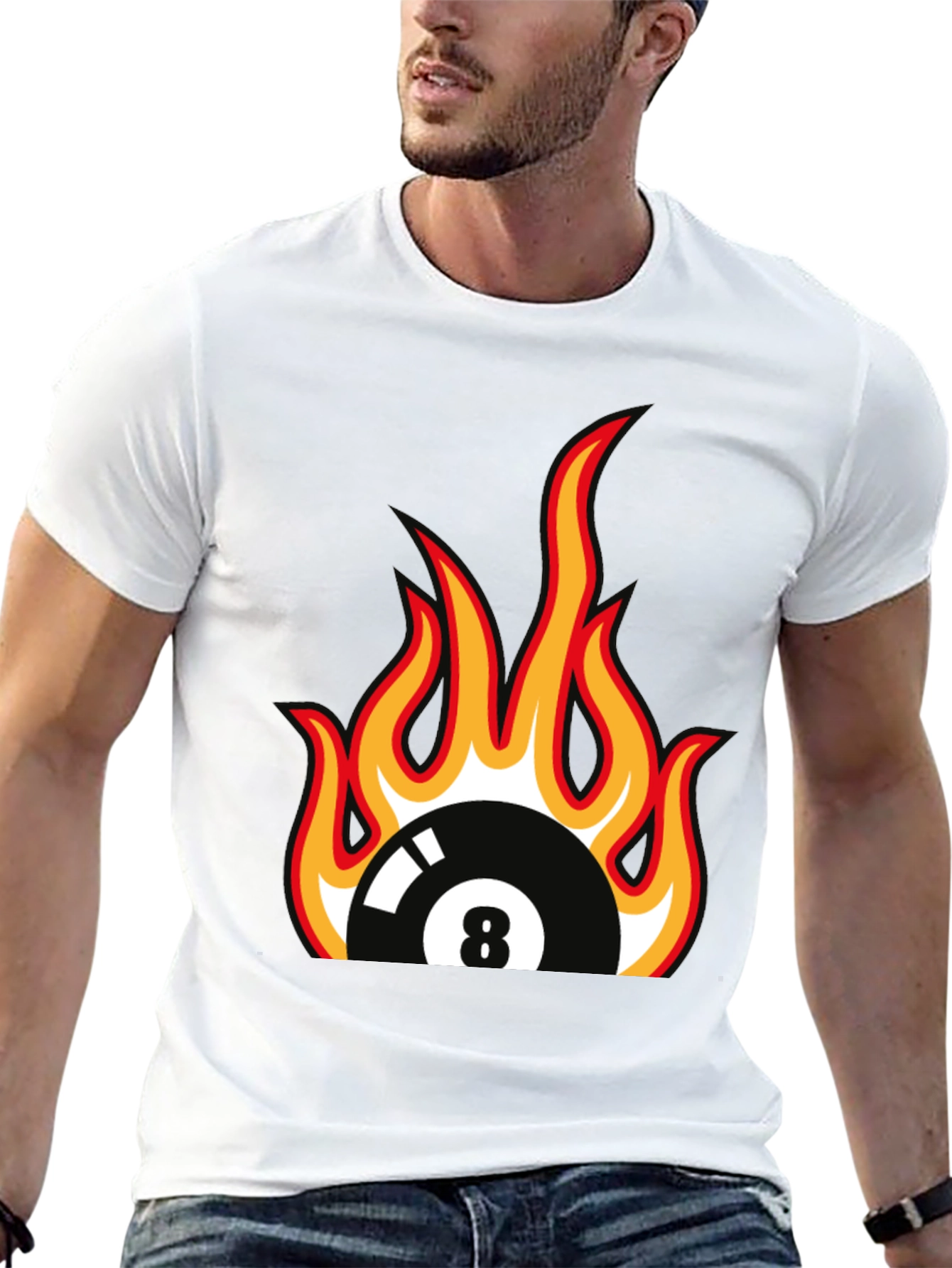 Fiery 8 Ball Graphic Tee - Black