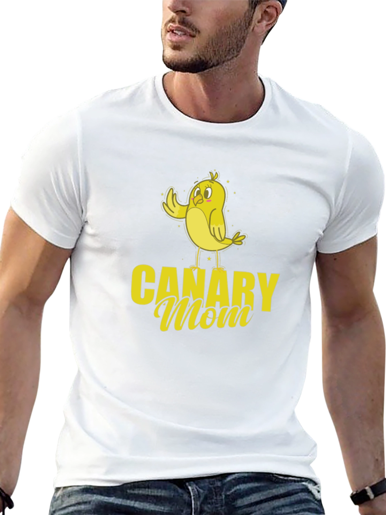 Canary Mom Black T-Shirt with Cute Bird Graphic
