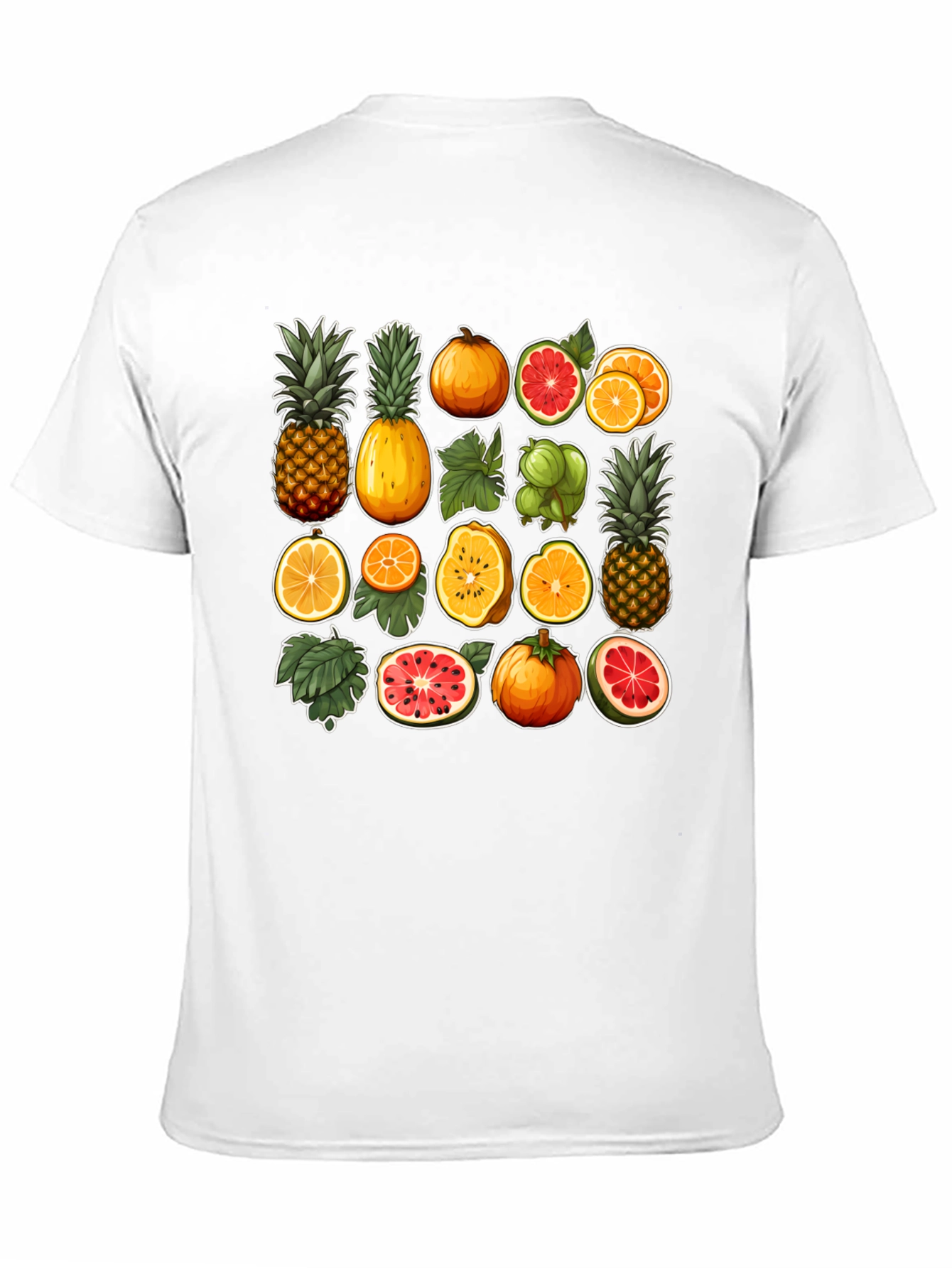 Fruit Collage Graphic T-Shirt - Tropical Design