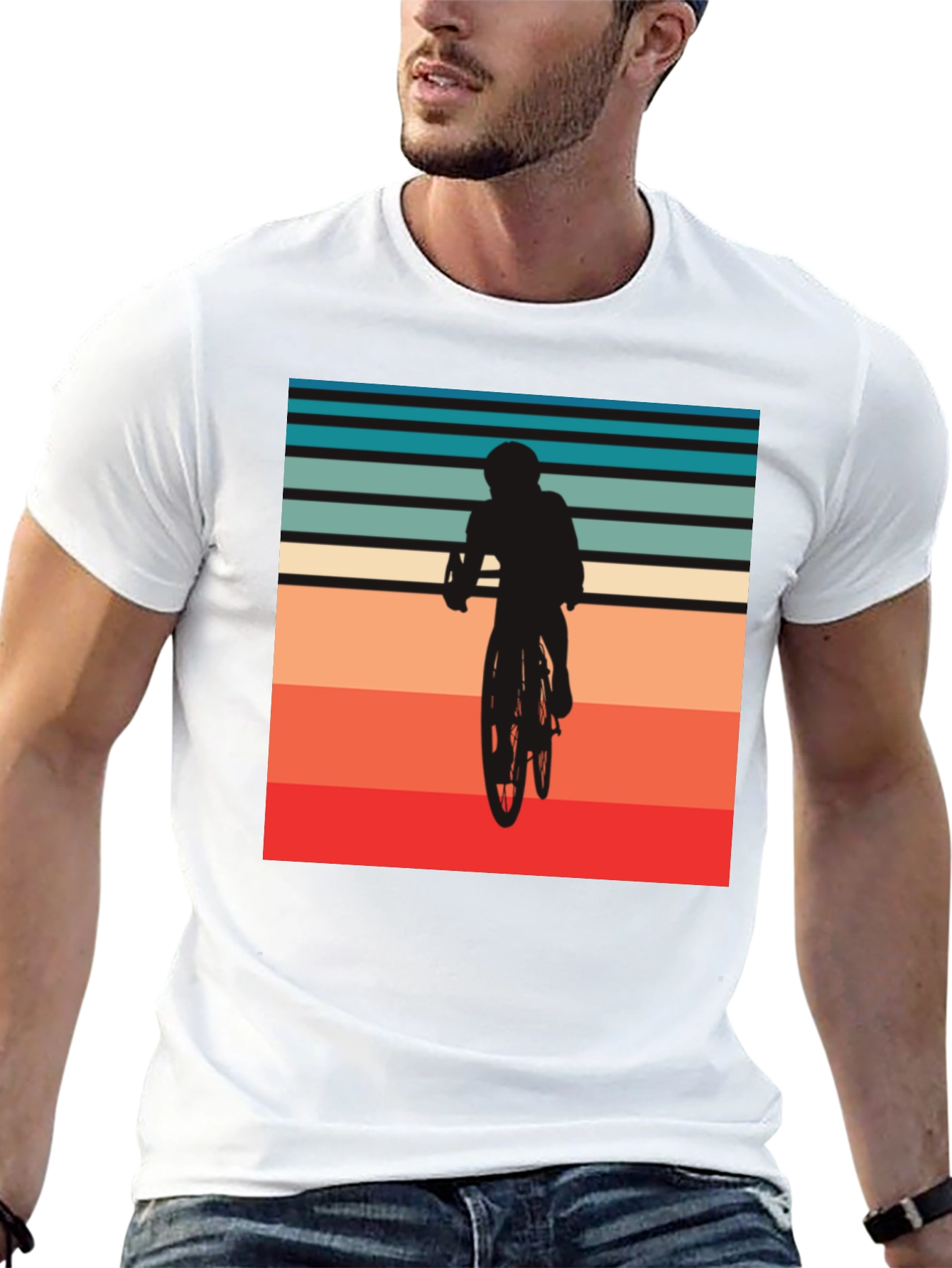 Retro Biker Silhouette Graphic T-Shirt