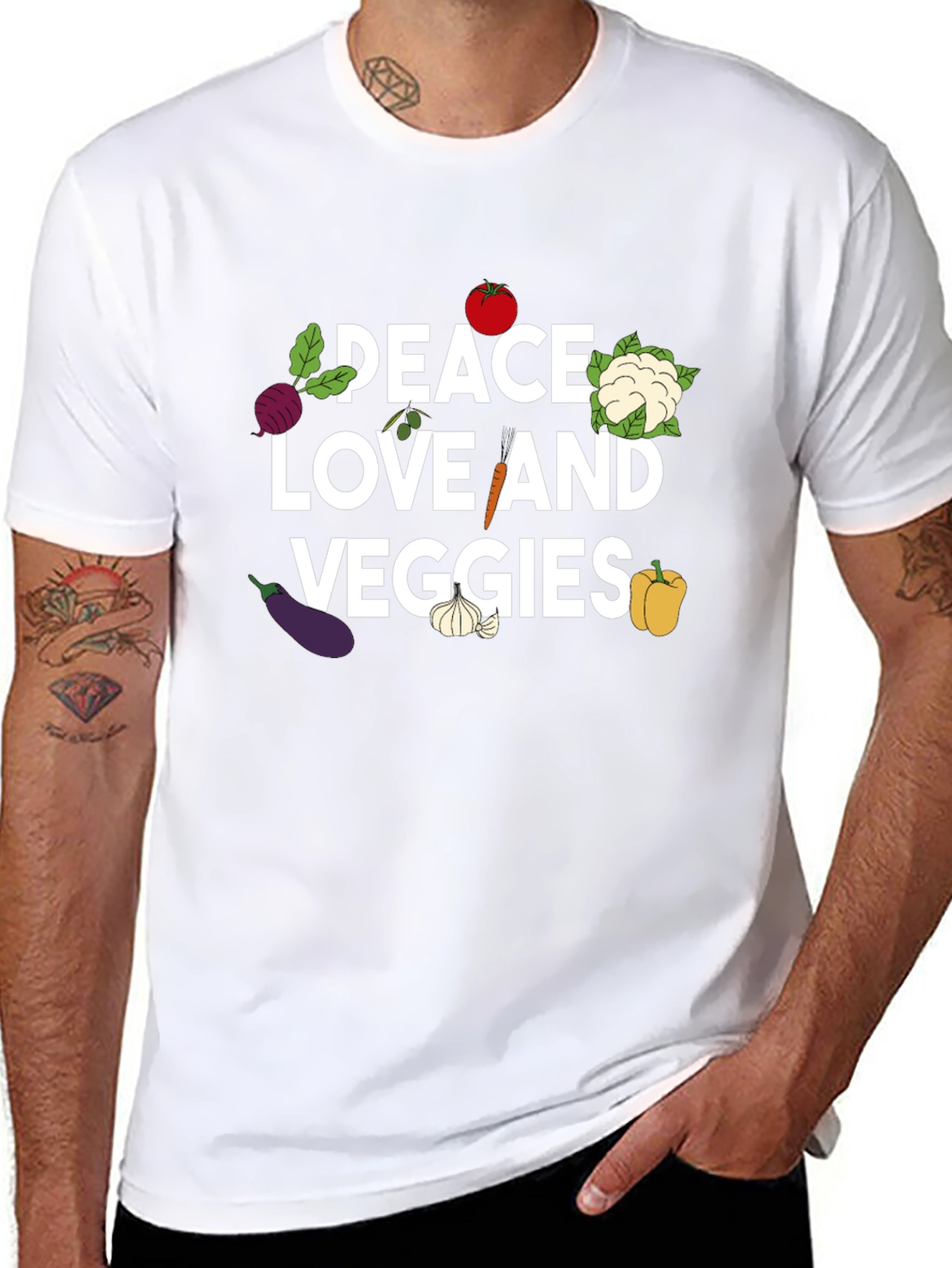 Peace Love Veggies Graphic Tee - Vegan T-Shirt