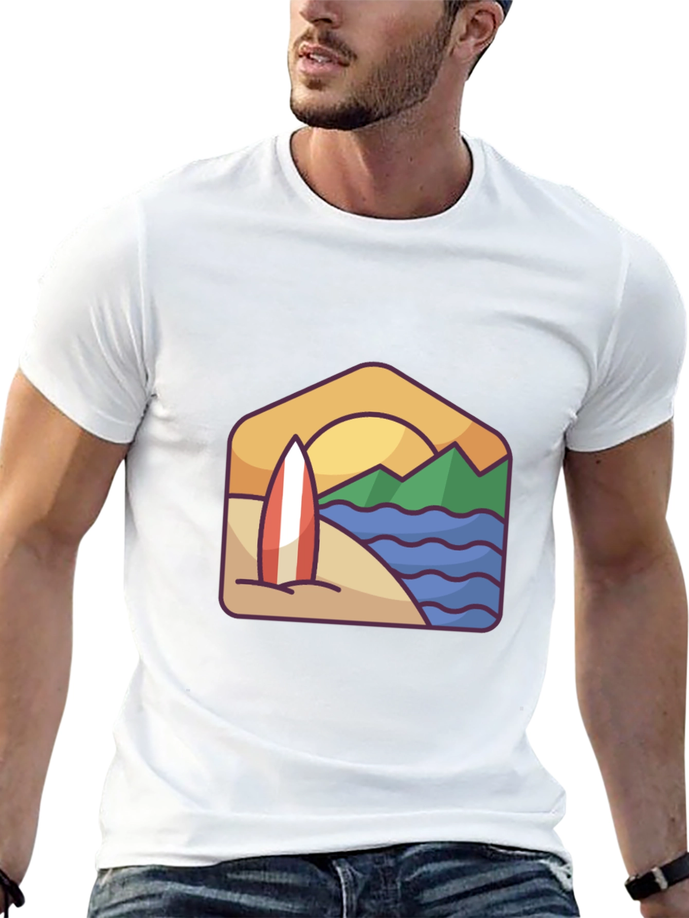 Beach Surfboard Graphic T-Shirt