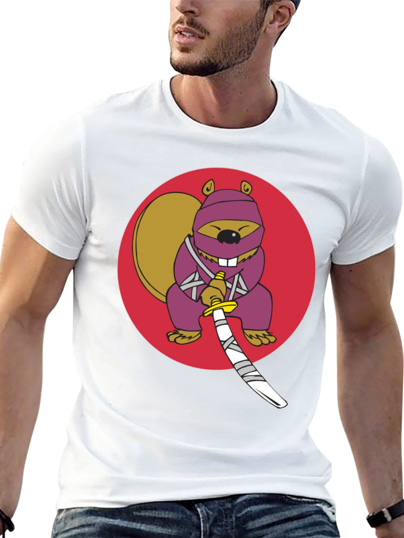 Ninja Squirrel Graphic Tee - Black Cotton T-Shirt
