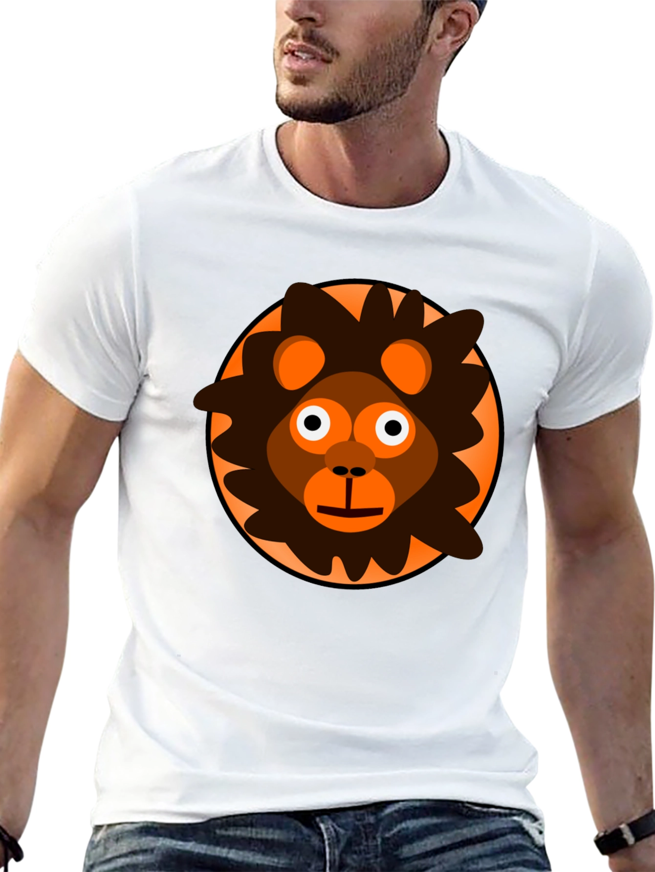 Cartoon Lion Graphic Black T-Shirt