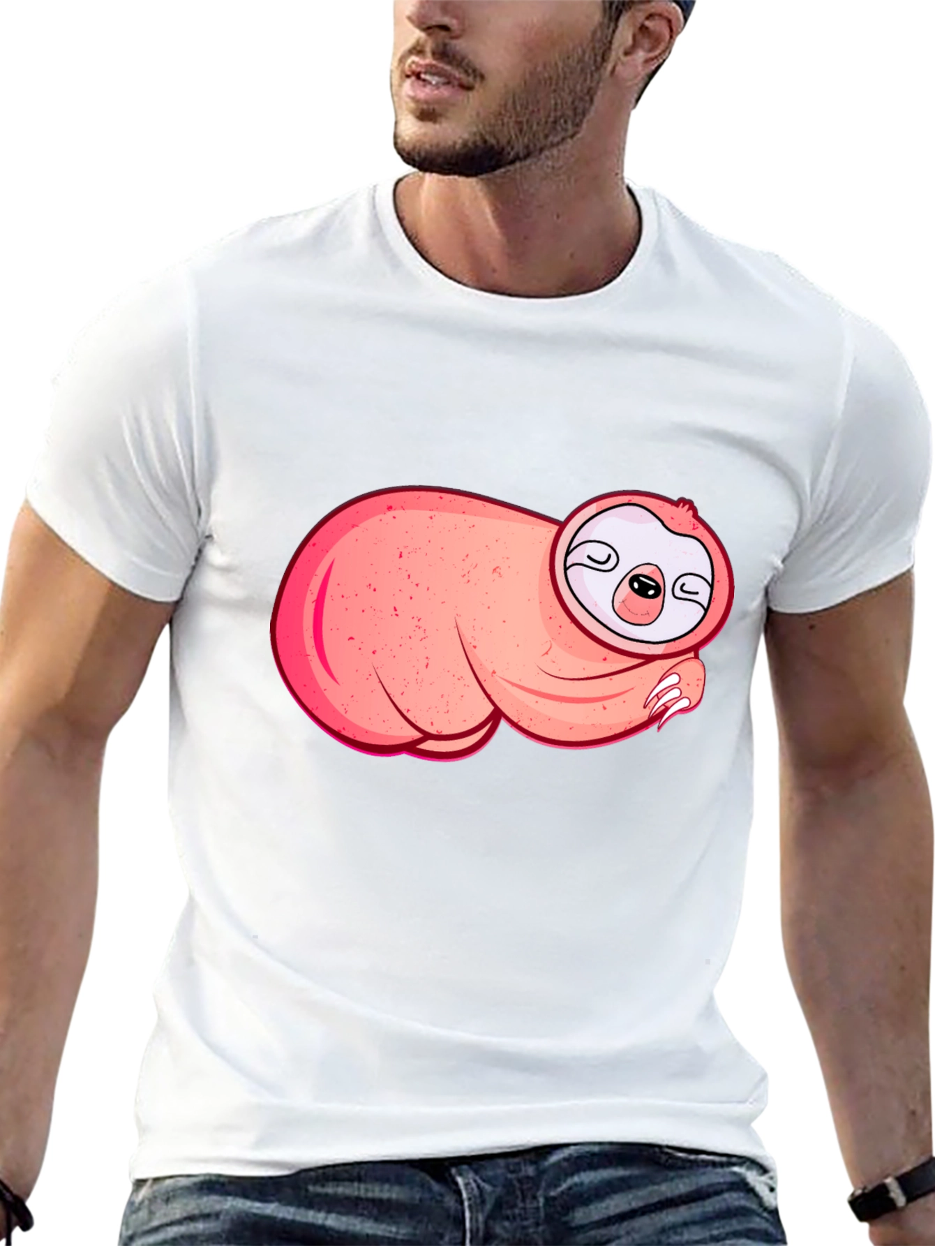 Cute Sloth Graphic T-Shirt - Black