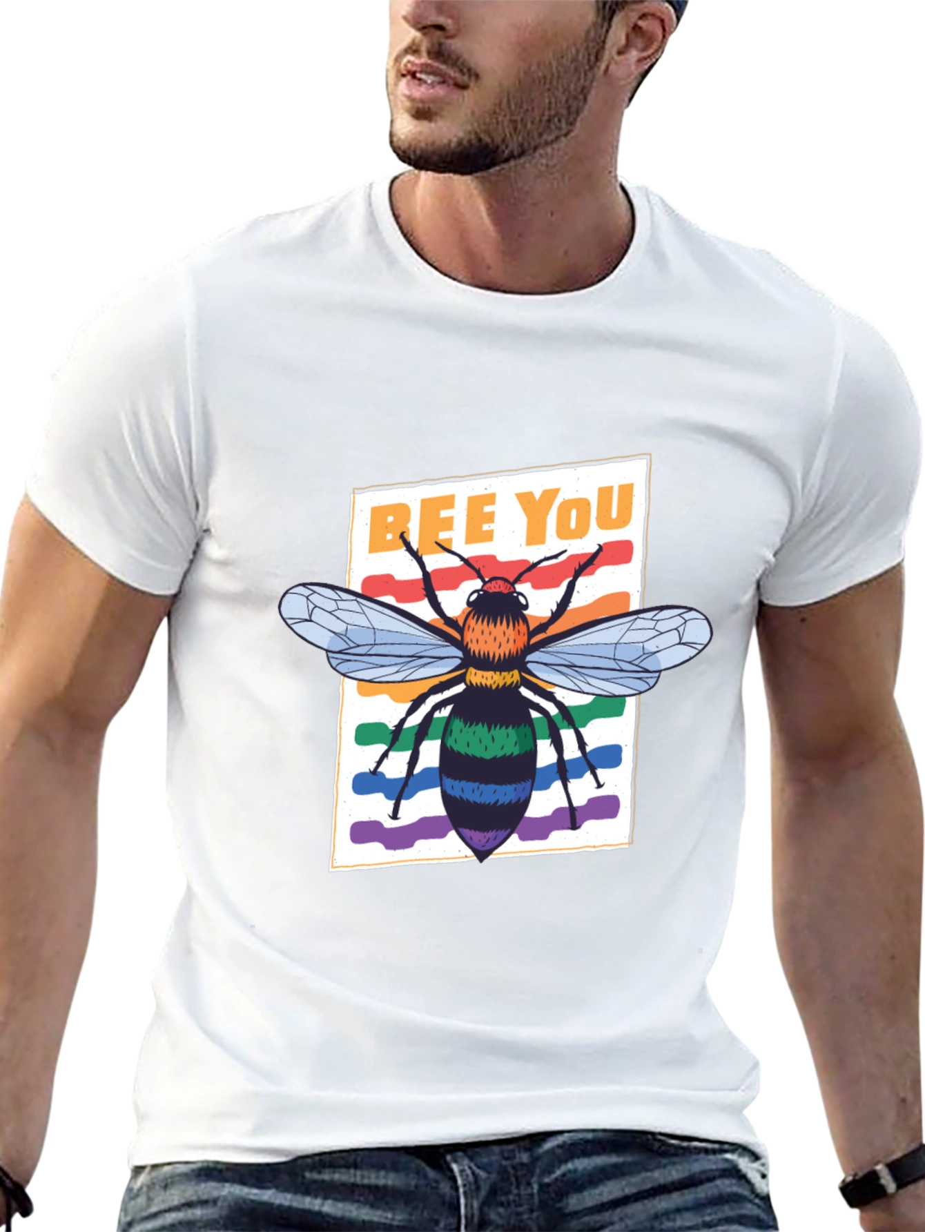 Bee You Graphic Tee - Rainbow Bee Shirt