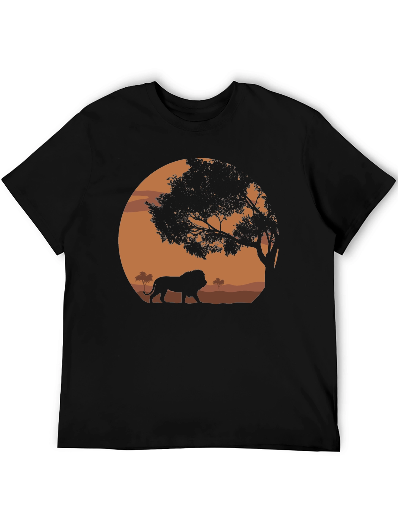 Lion Silhouette Graphic Tee - Black Safari T-Shirt