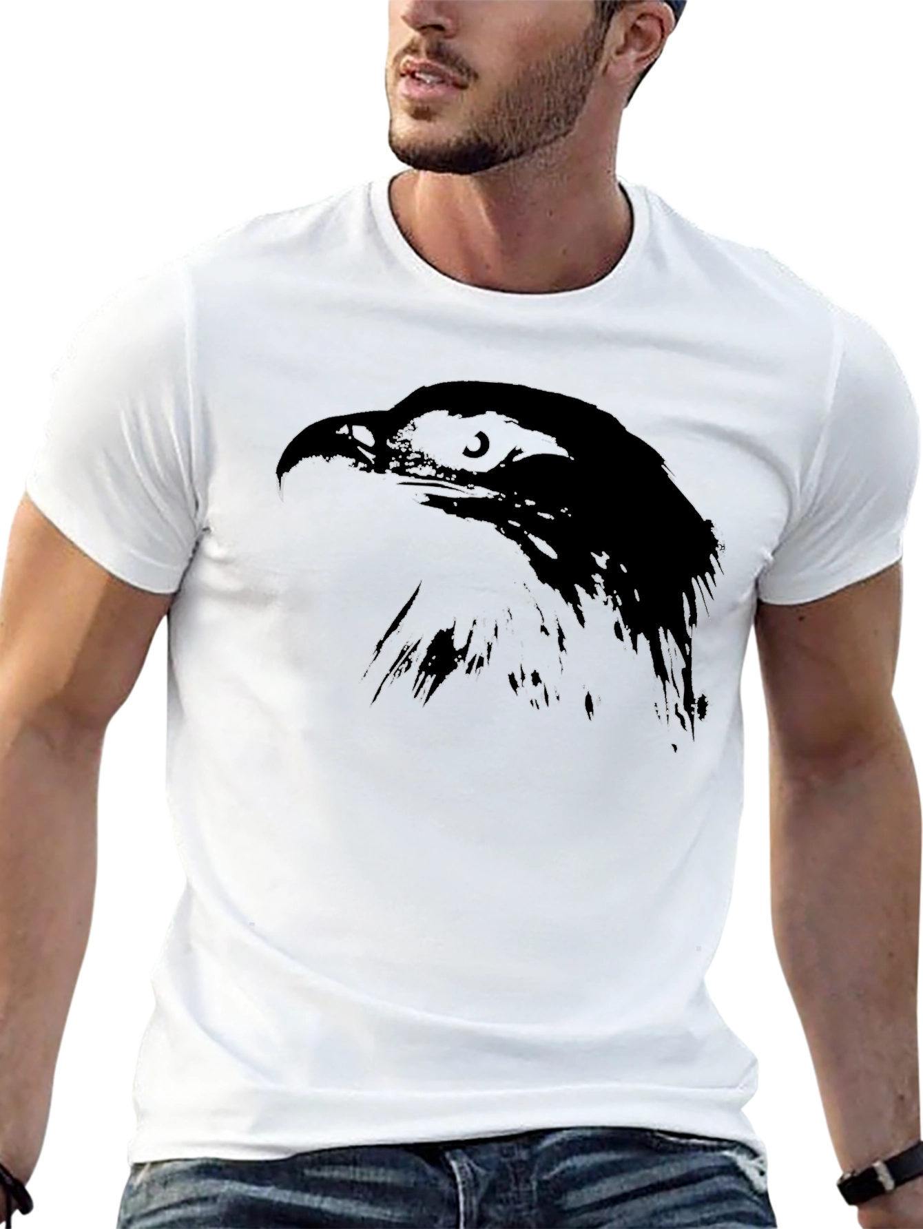 Black T-Shirt with Hawk Silhouette