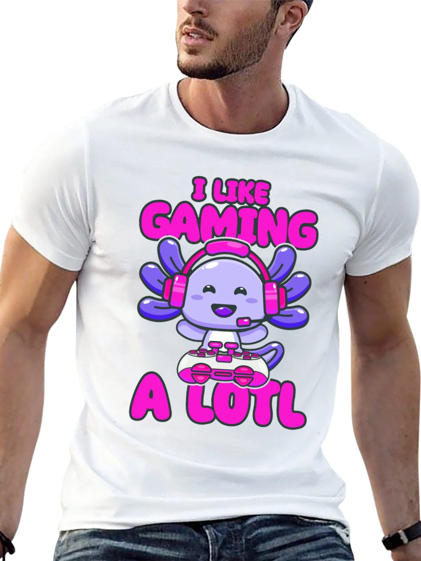 Gamer Axolotl T-Shirt - I Like Gaming A Lotl
