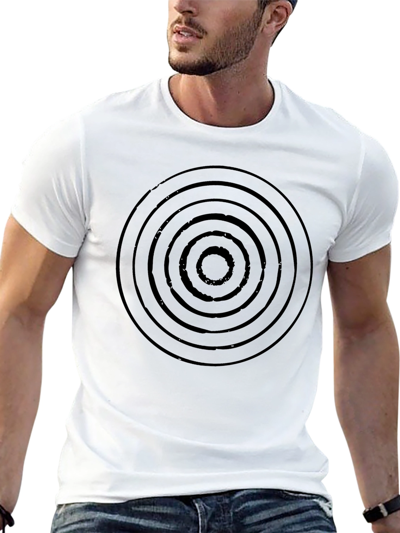 Abstract Circle Graphic Black T-Shirt