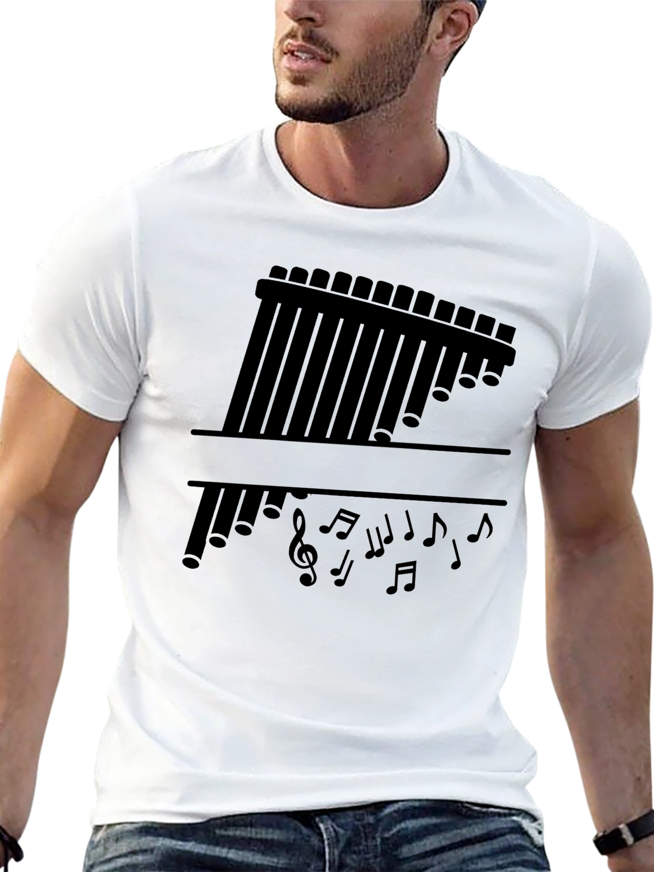 Musical Panpipes T-Shirt - Black Graphic Tee