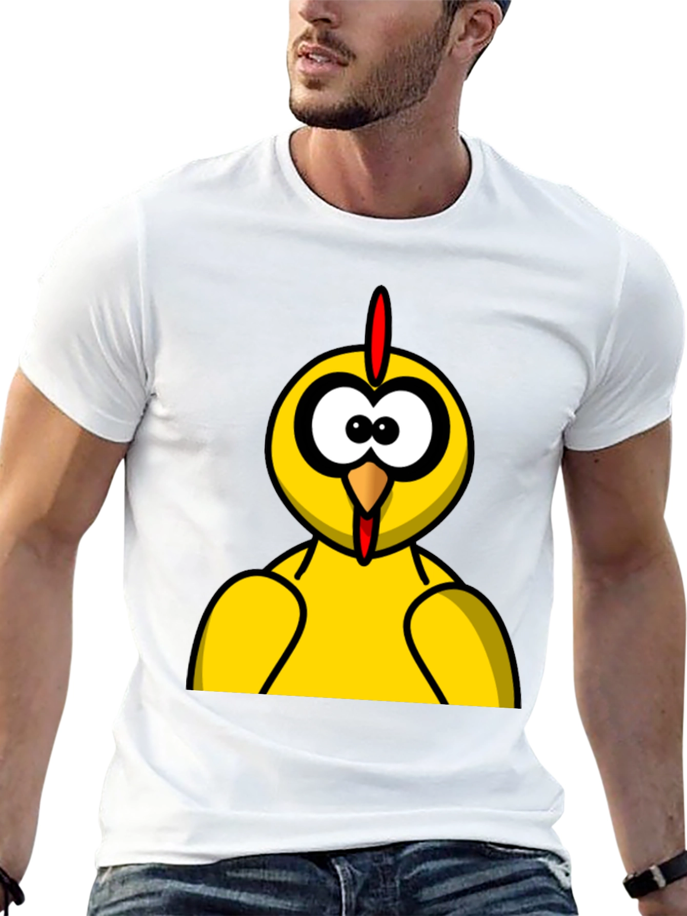 Funny Chicken Graphic Tee - Black Cotton T-Shirt