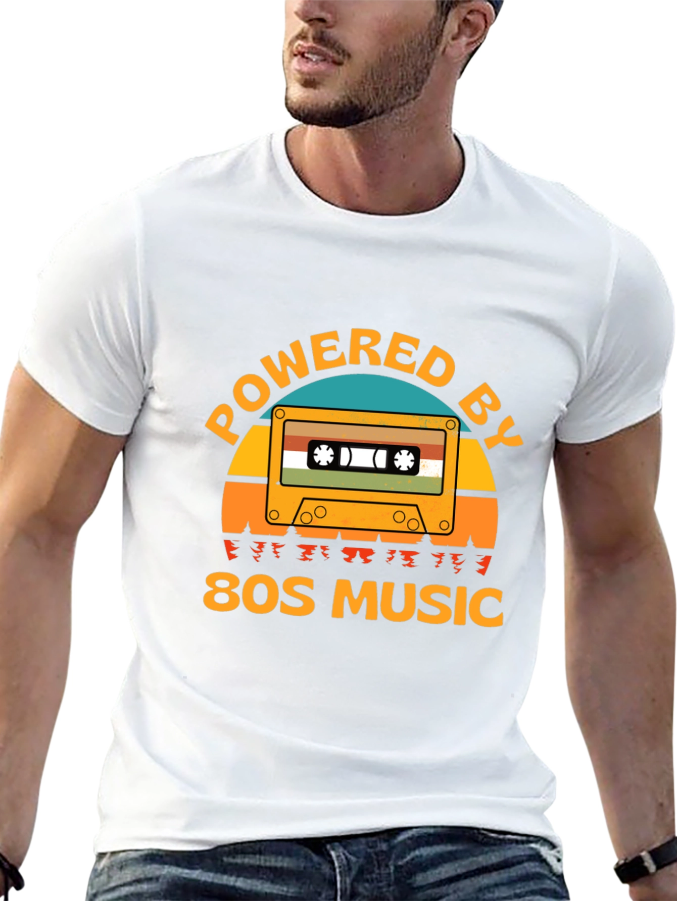 Powered by 80s Music Cassette Tape T-Shirt