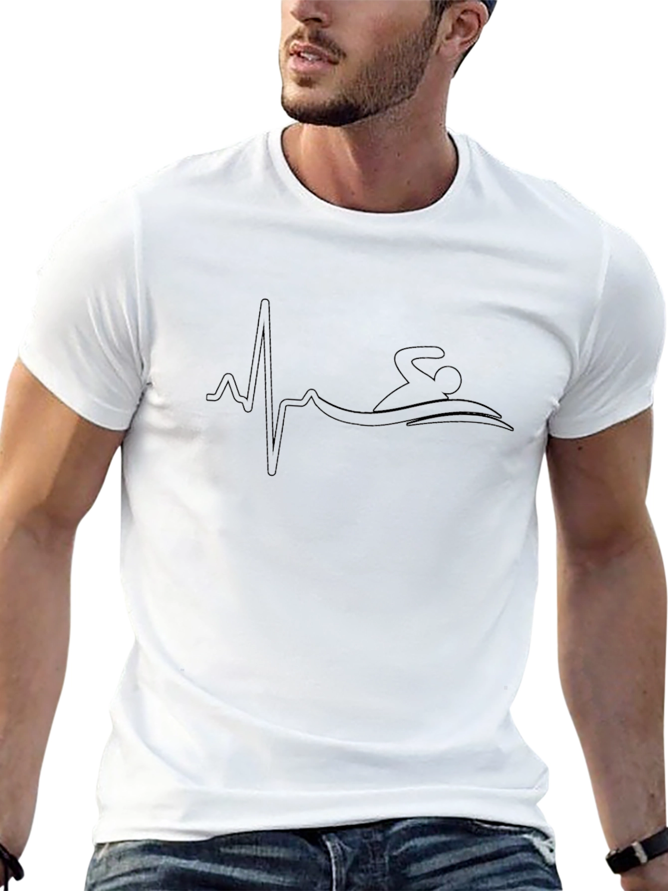 Swimmer Heartbeat Graphic Tee - Black