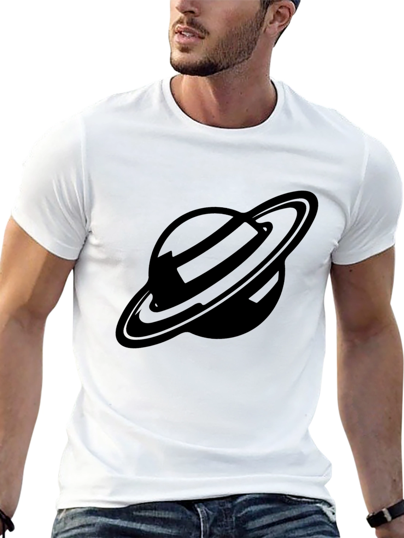 Saturn Graphic Black T-Shirt - Space Style