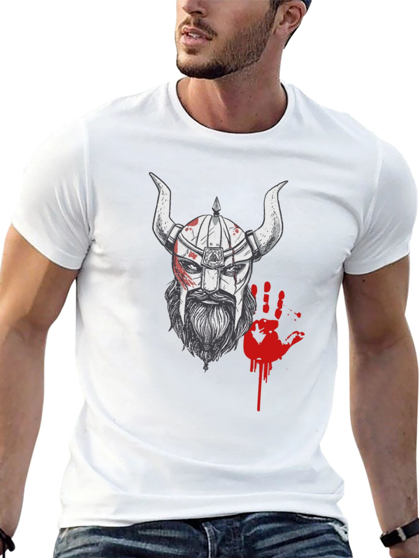 Viking Warrior Graphic Tee - Black