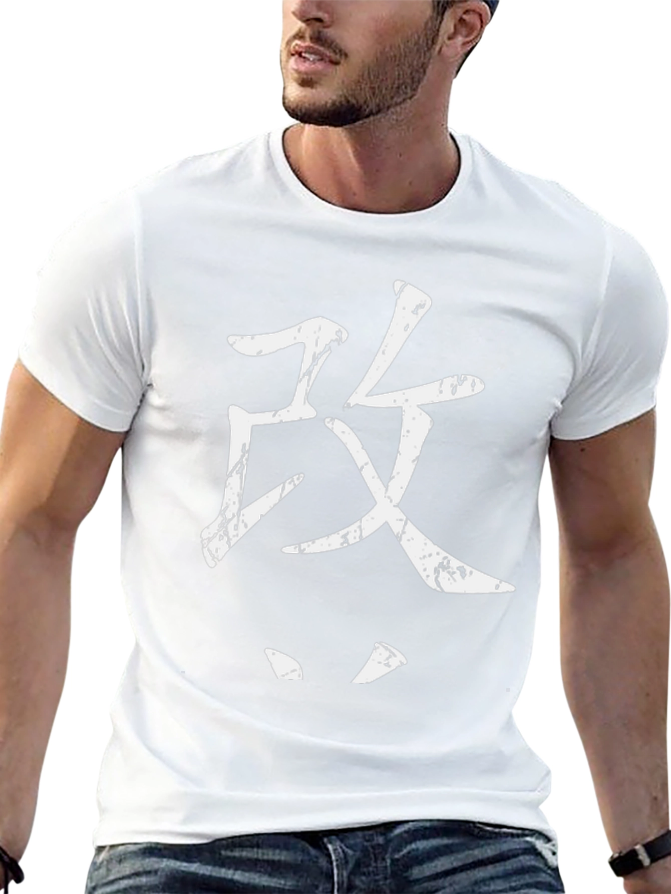 Japanese Symbol Graphic Print Black T-Shirt