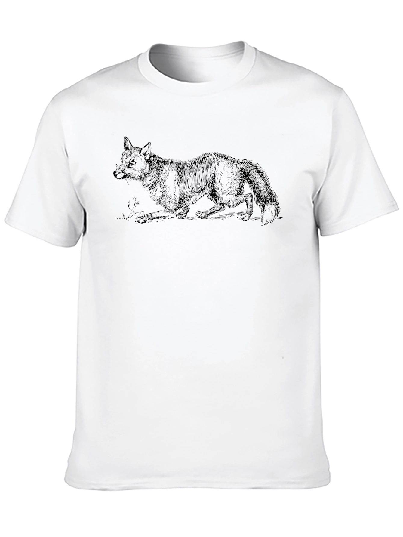 Black T-Shirt with Fox Illustration