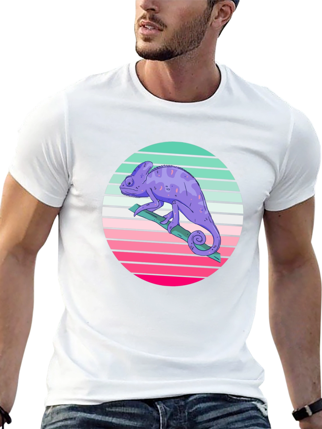Retro Chameleon T-Shirt - Black Cotton Tee