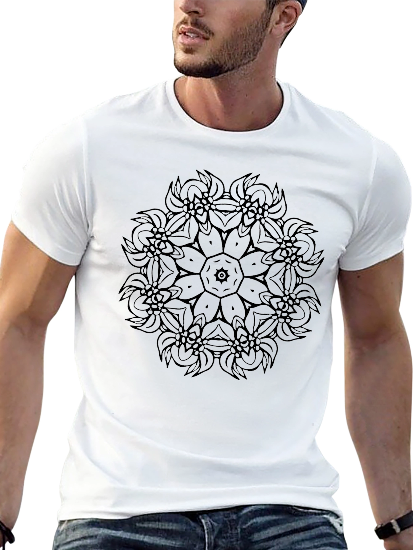 Black Mandala Graphic Tee - Stylish Comfort