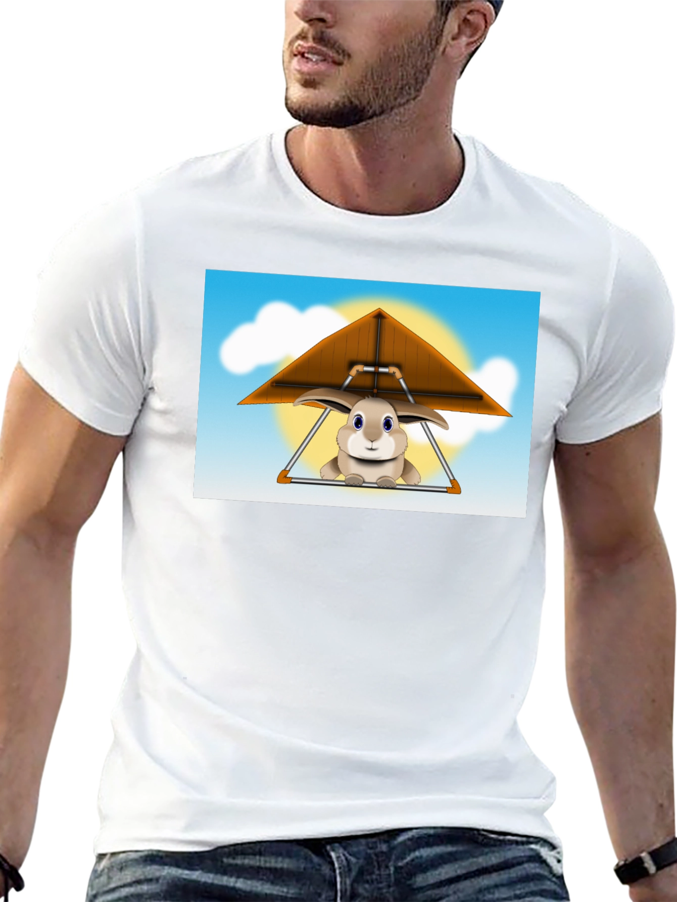 Bunny Hang Gliding Black T-Shirt