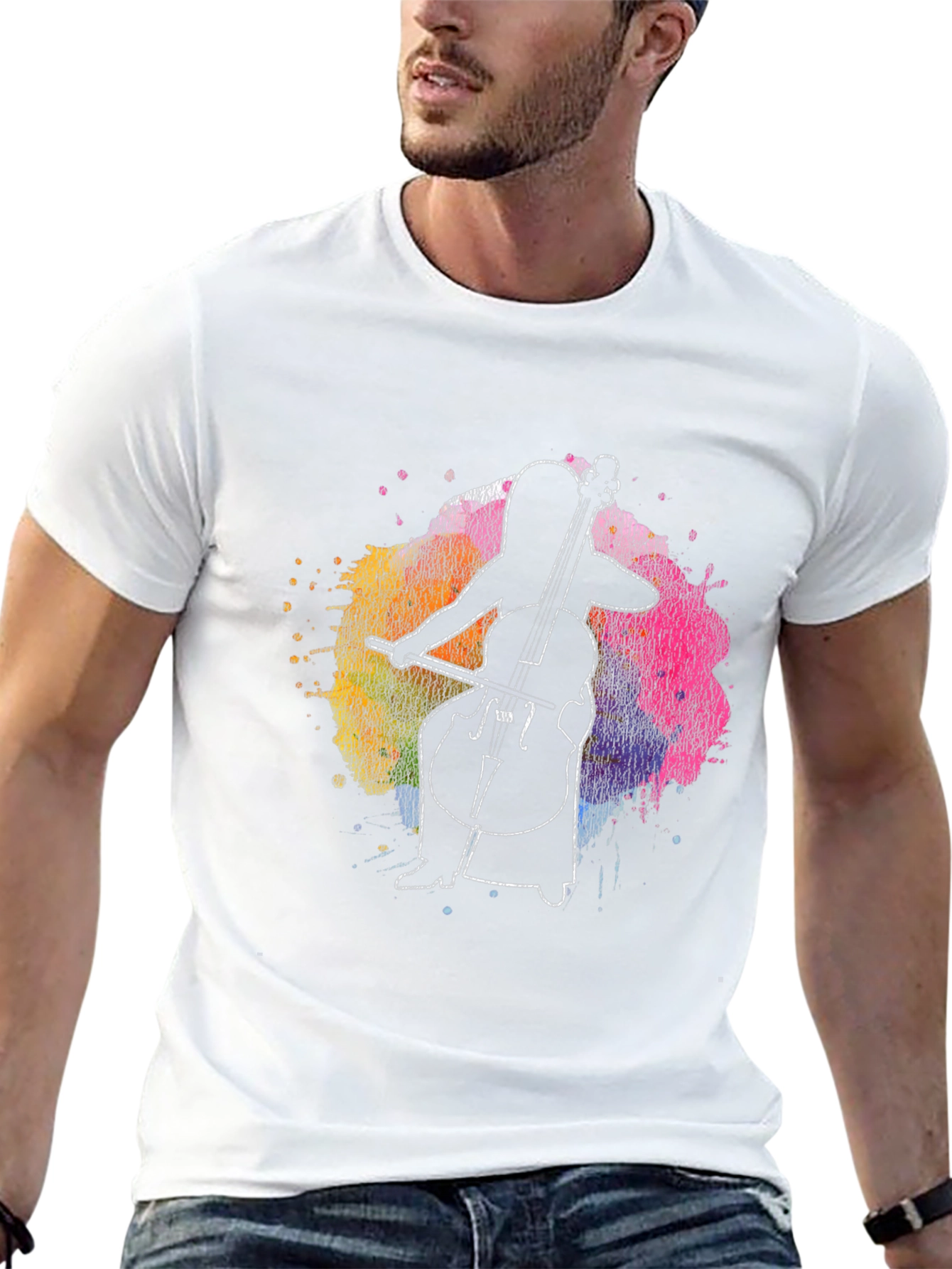 Cello Player Graphic Tee - Artistic Music Lover Shirt