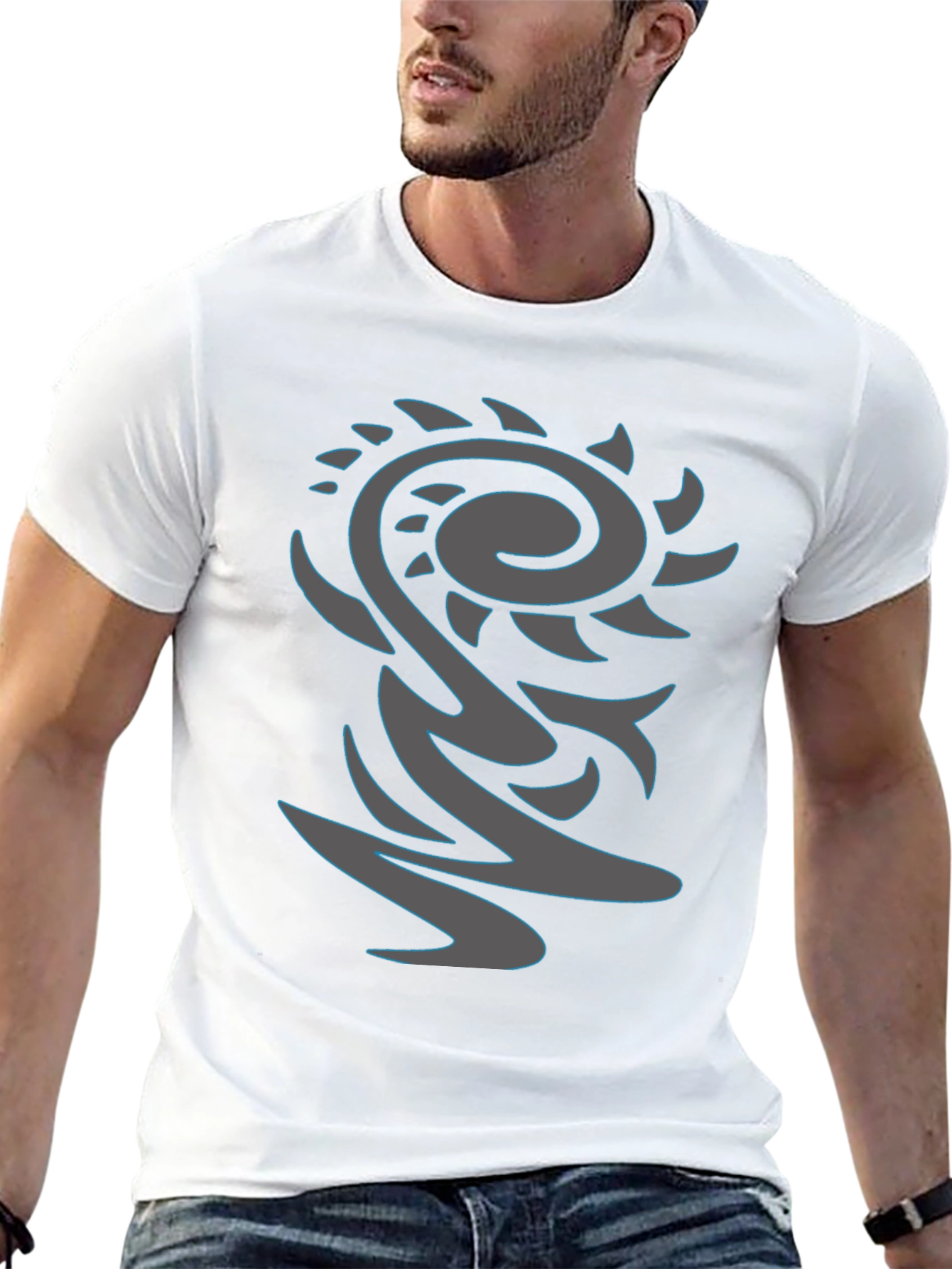 Abstract Graphic Print Black Tee