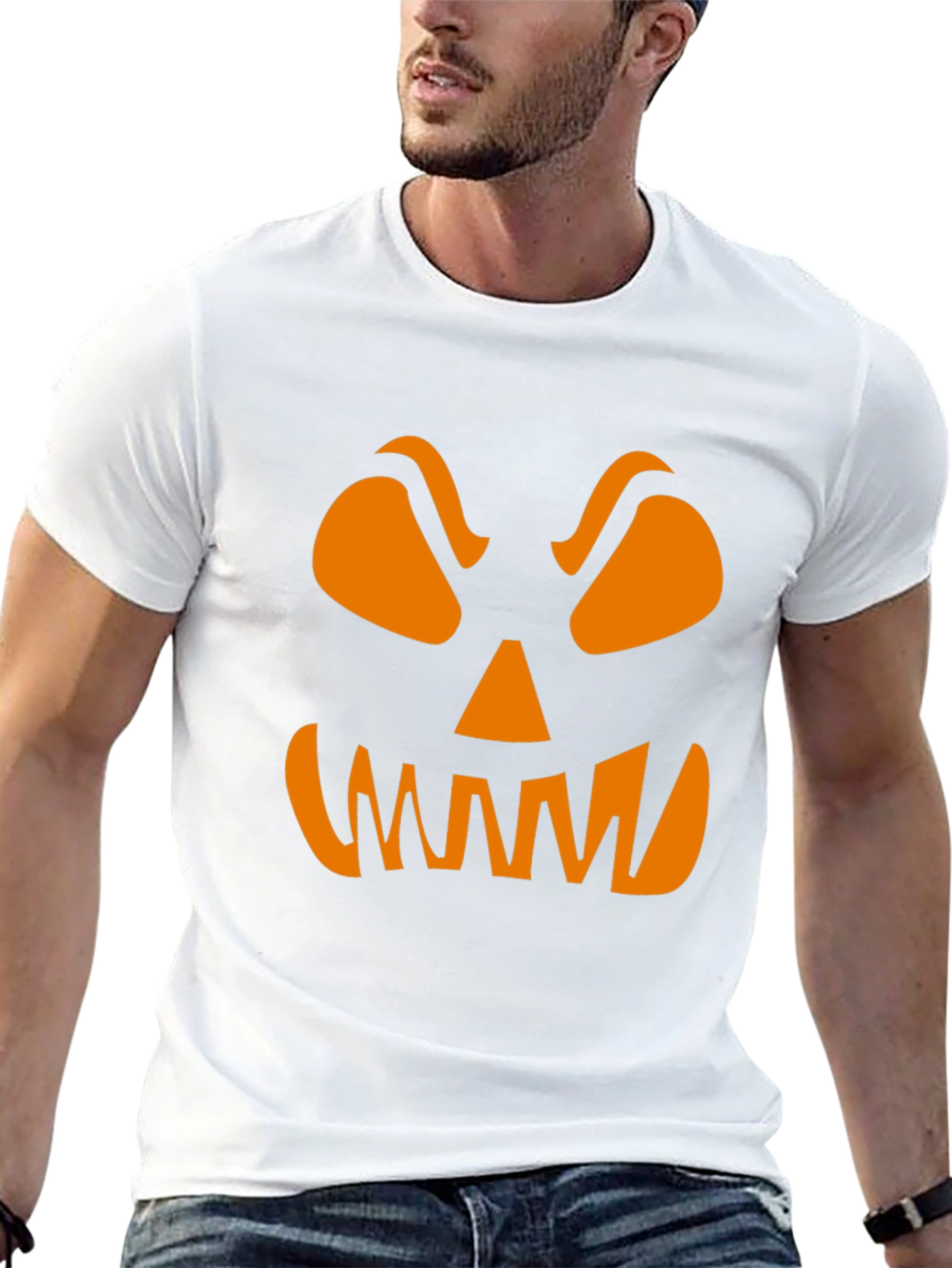 Spooky Pumpkin Face Graphic Tee - Halloween Shirt