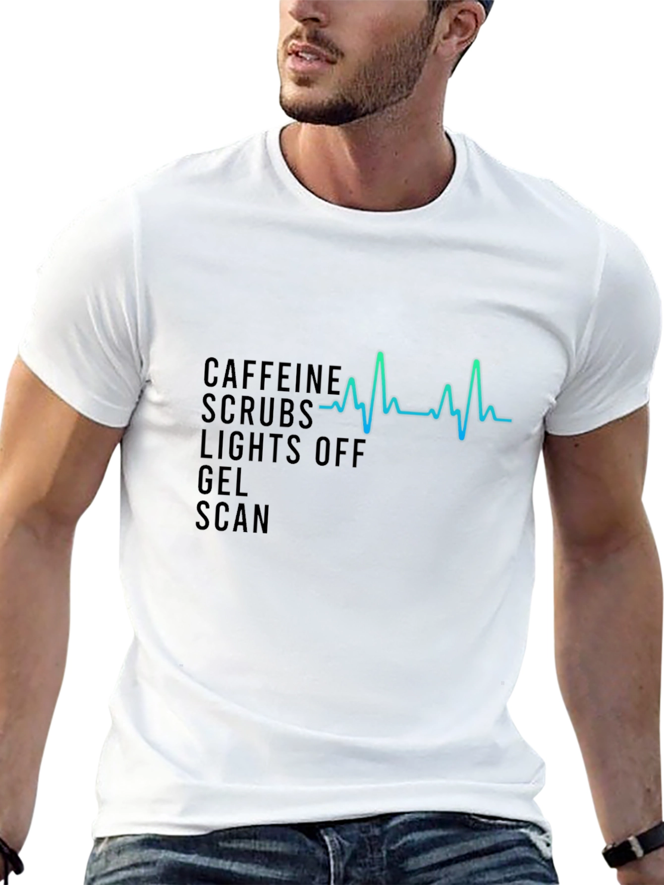 Caffeine Scrubs Heartbeat Tee - Medical Professional Shirt