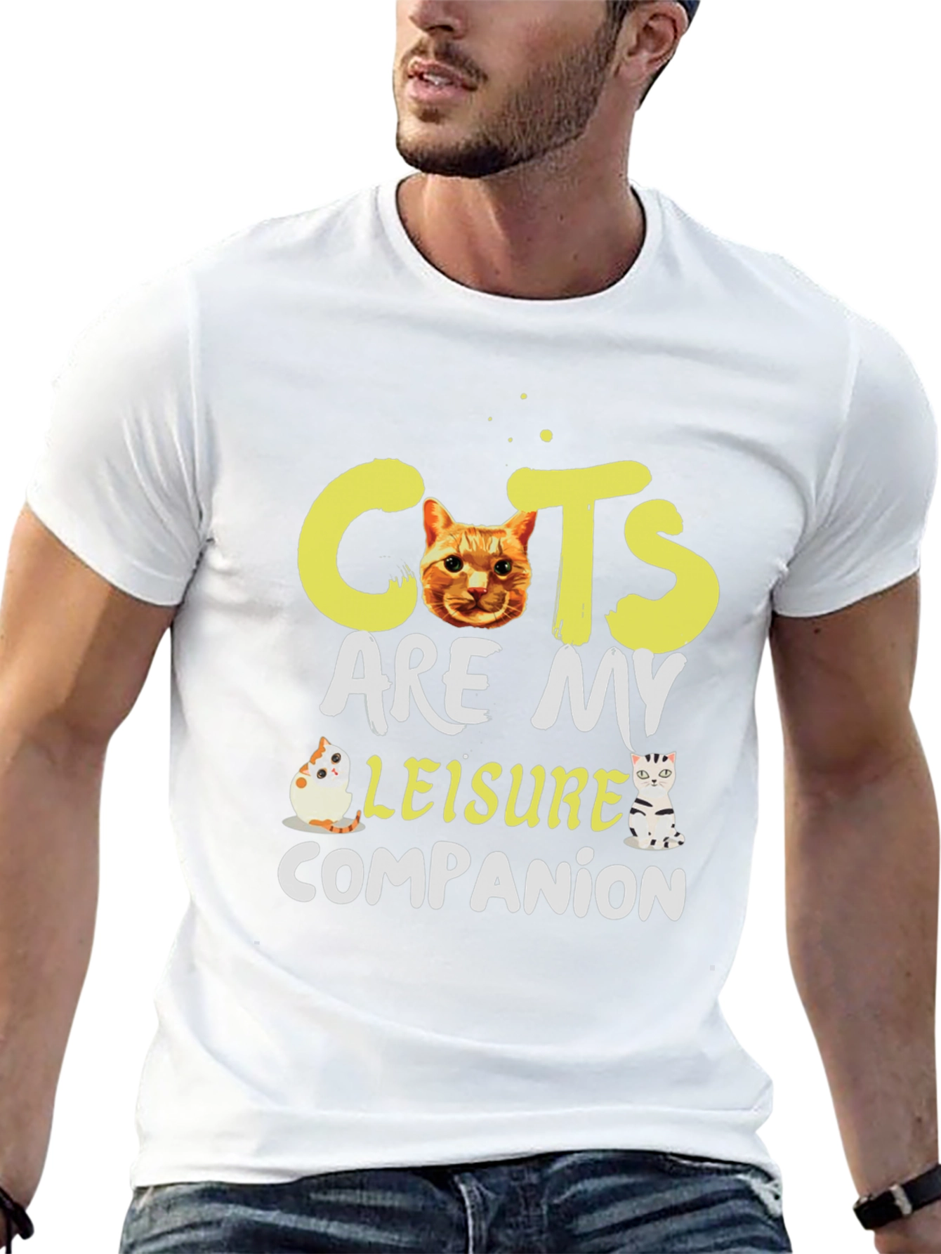 Cats Are My Leisure Companion Black T-Shirt