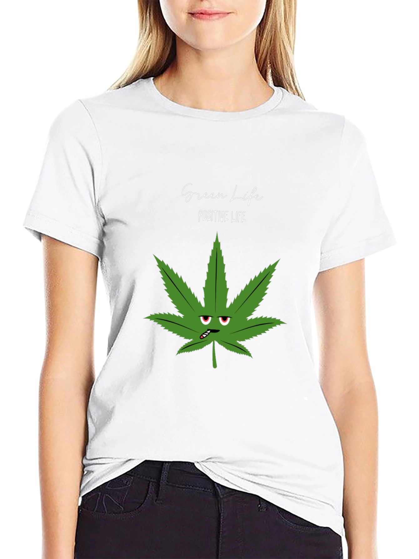 Green Life Positive Life Black Graphic Tee