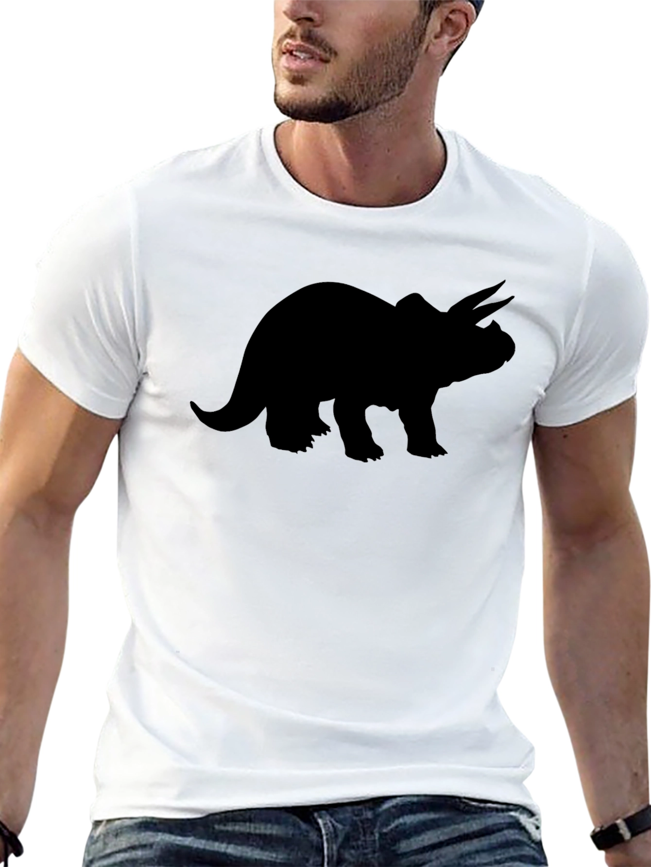Triceratops Silhouette Black T-Shirt