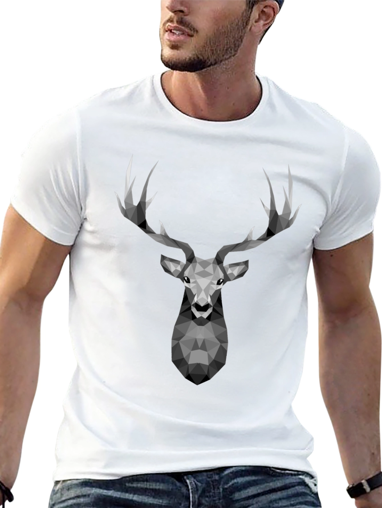 Geometric Deer Graphic Tee - Modern Style
