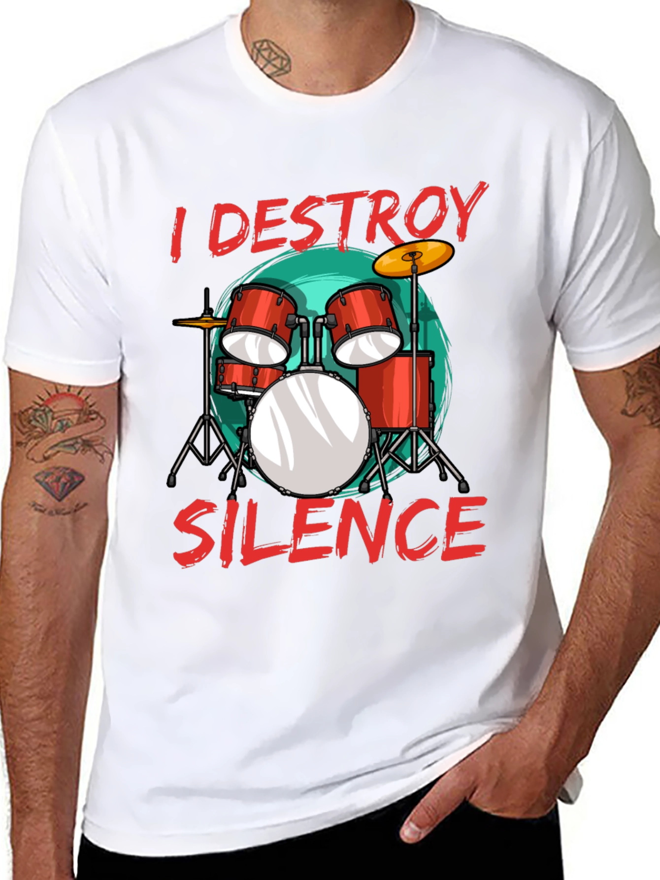 I Destroy Silence Drummer T-Shirt Music Lover Tee